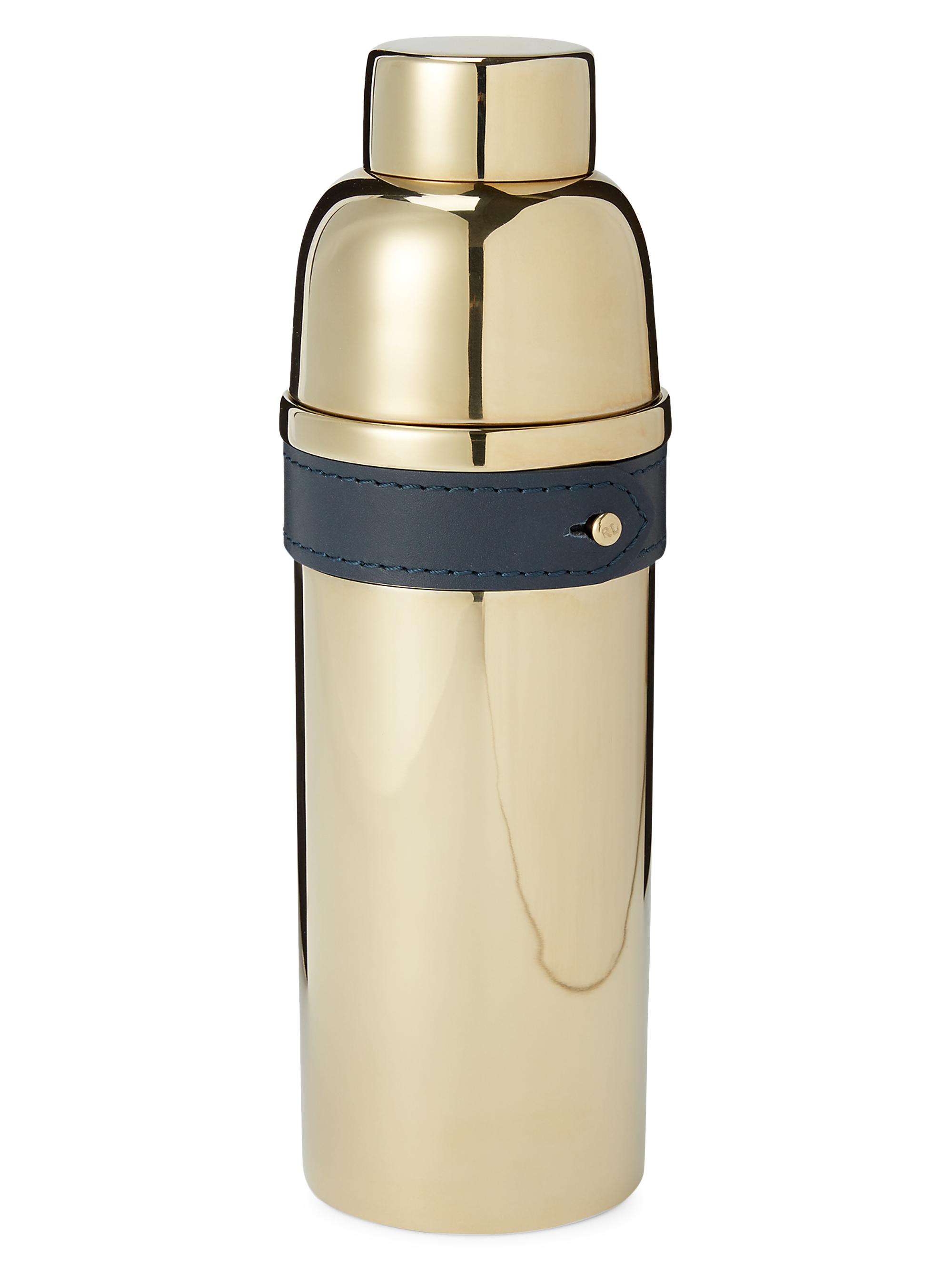 Ralph Lauren Wyatt Stainless Steel & Leather Cocktail Shaker - Navy Gold