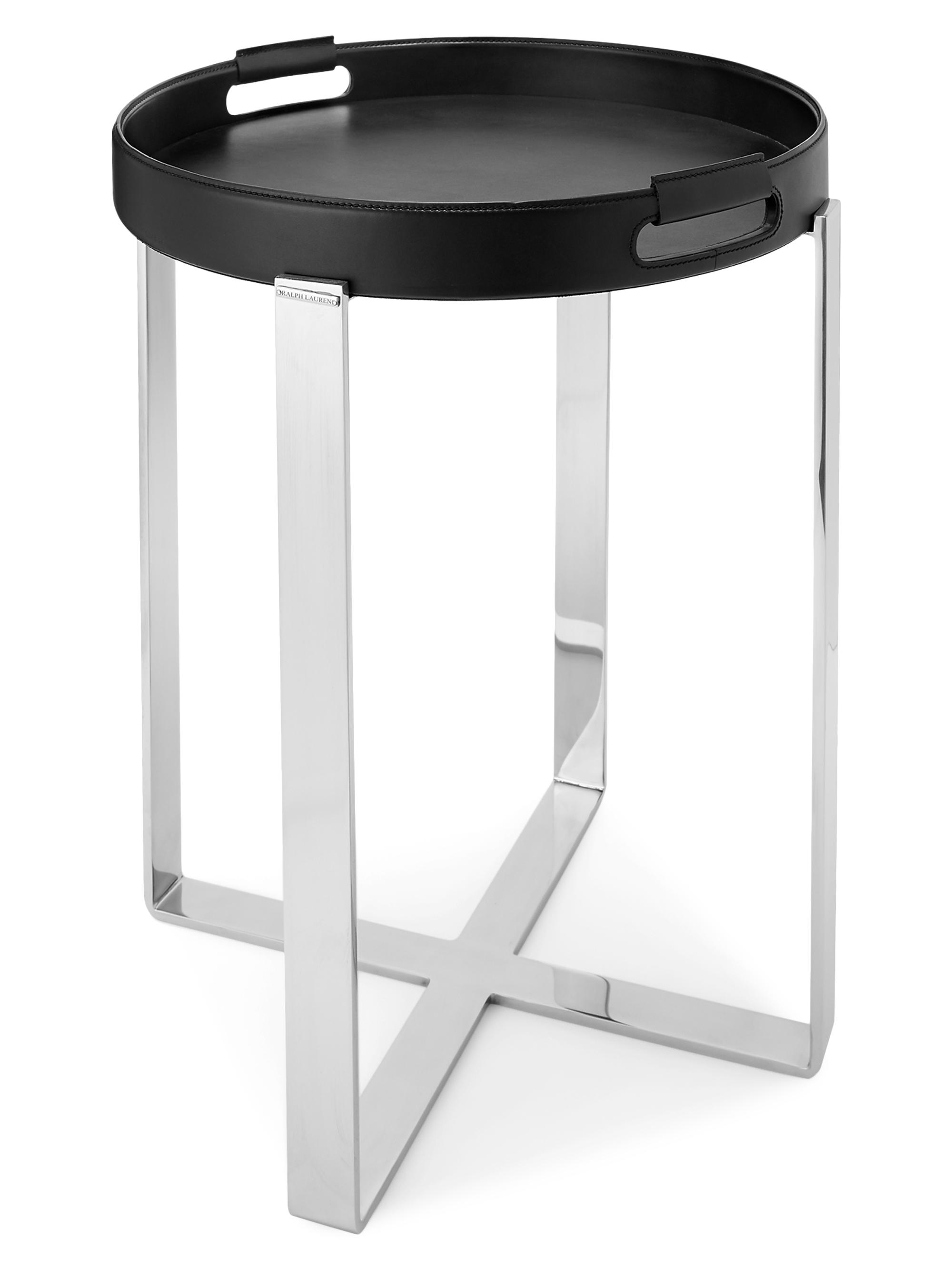 Ralph Lauren Wyatt Leather & Metal Tray Stand - Black