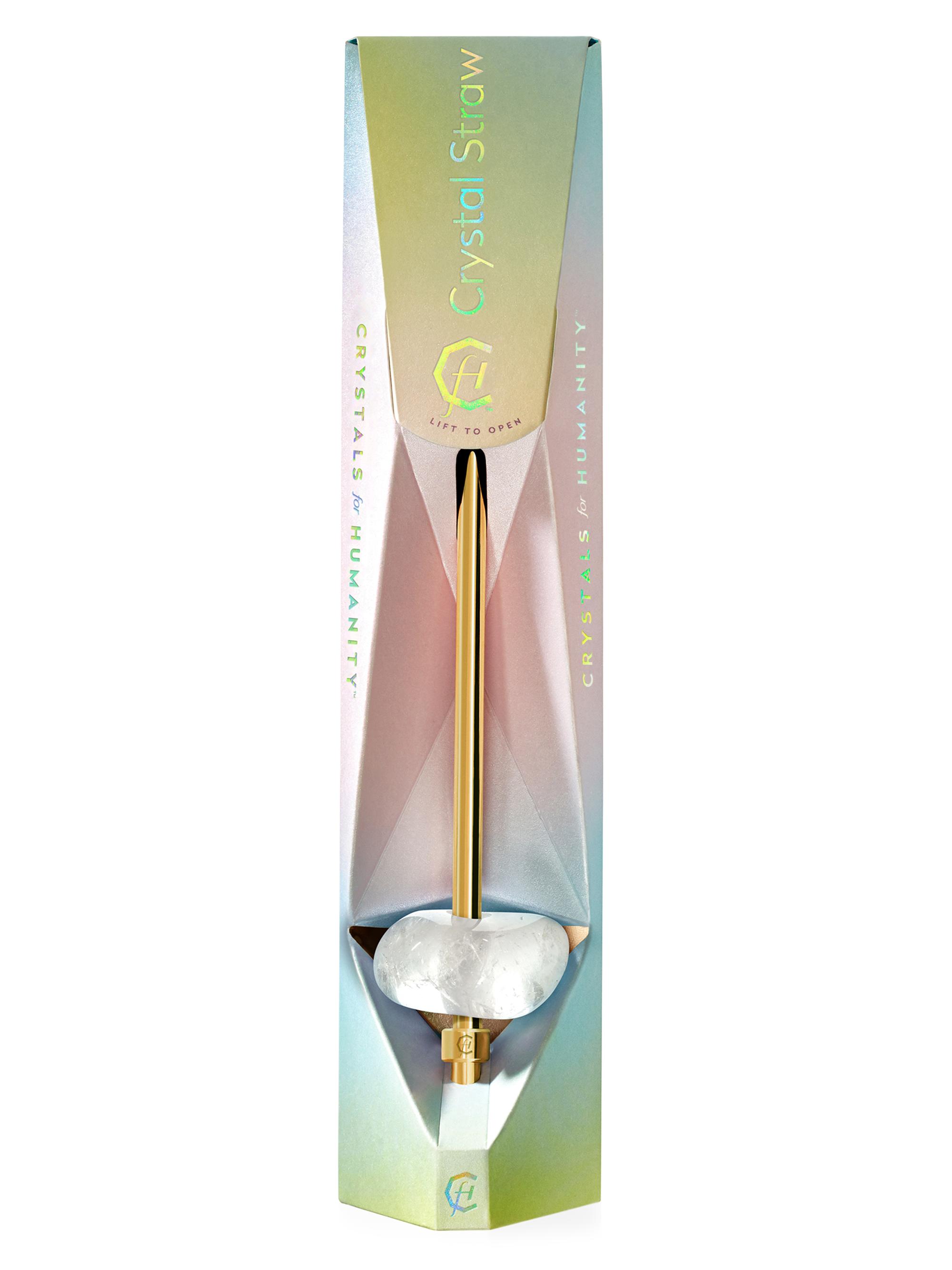 Gem-Water Women's Clear Quartz Stainless Steel Straw