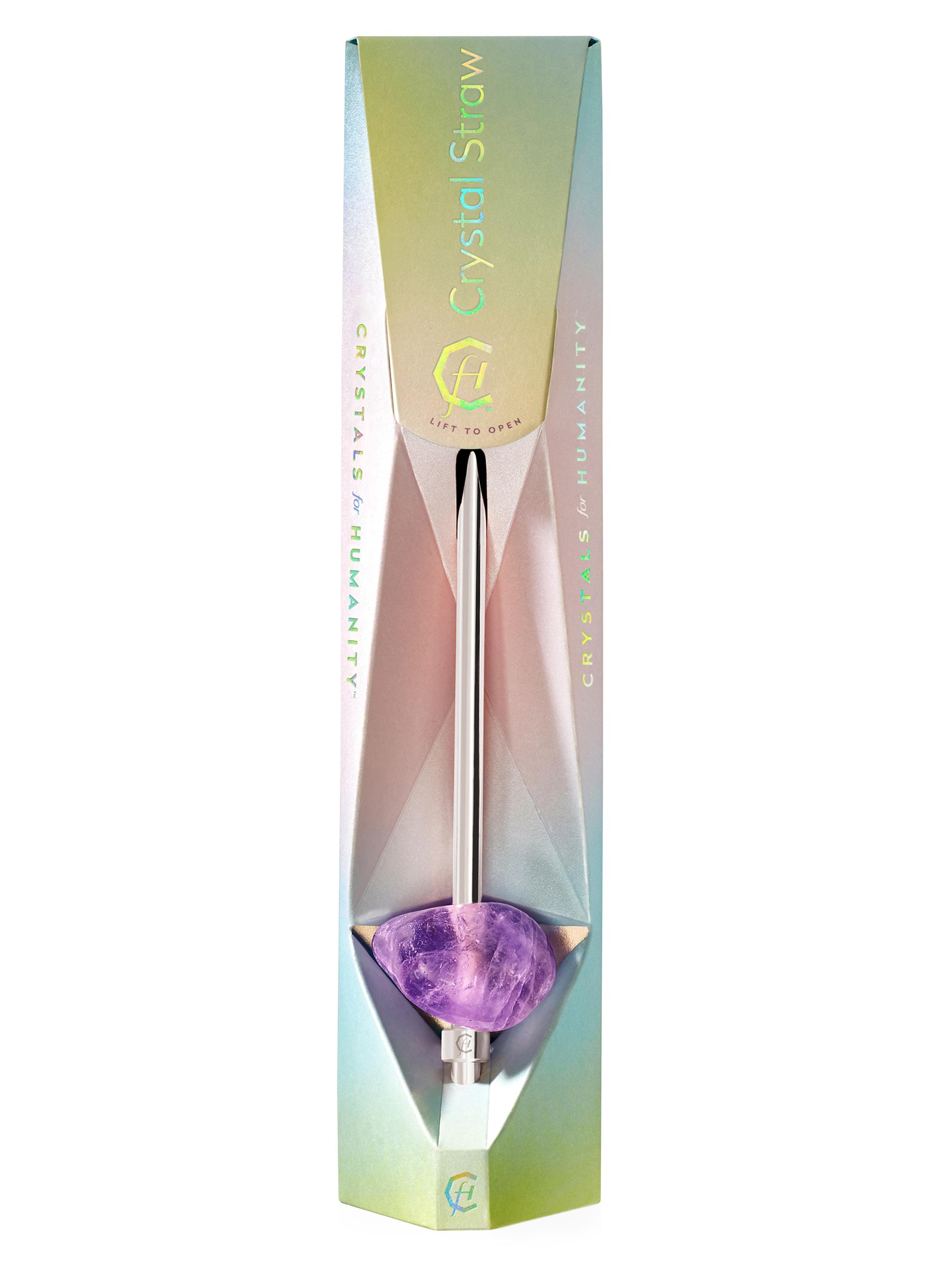 Gem-Water Women's Amethyst Crystal Stainless Steel Straw
