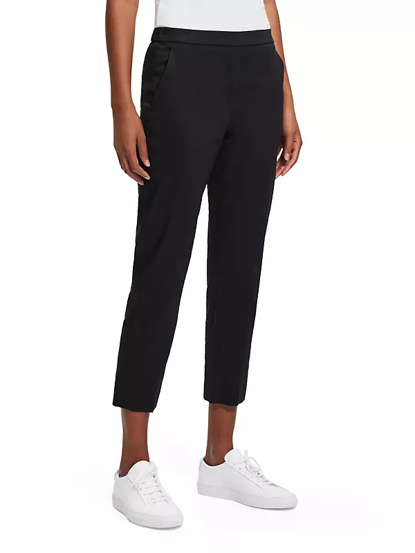 $235 Theory Women's Black Stretch Cropped Kick Flare Dress Pants