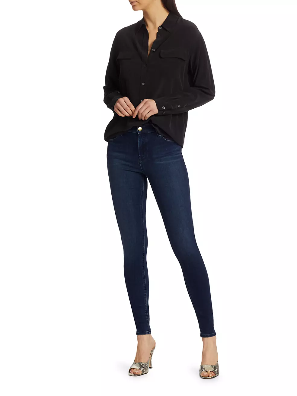 J BRAND Ladies Black Cotton Denim High-Rise Skinny Eyelet Maria Jeans –  ReThread