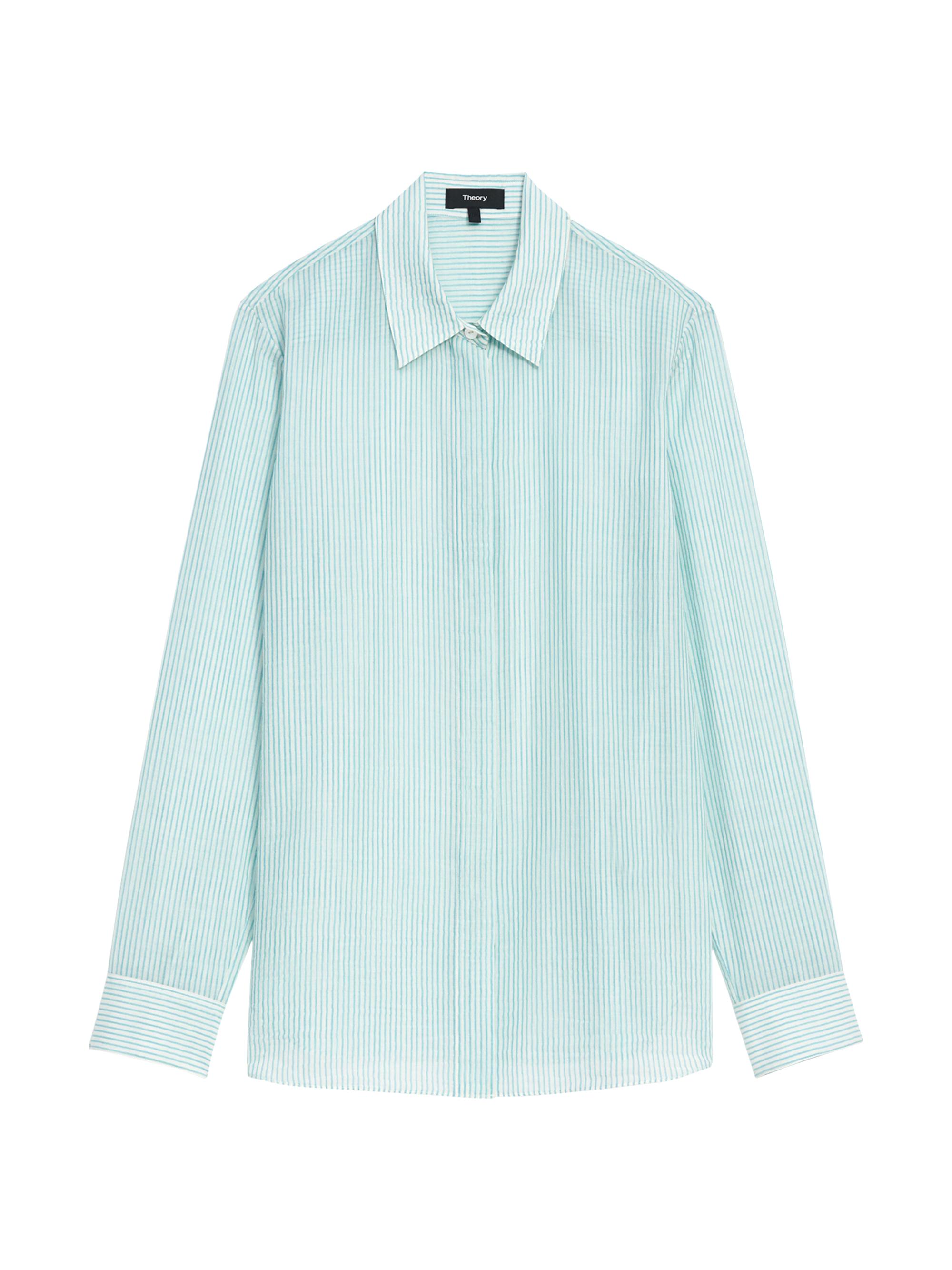 Theory Women's Classic Organic Cotton Straight Shirt - Teal Multi