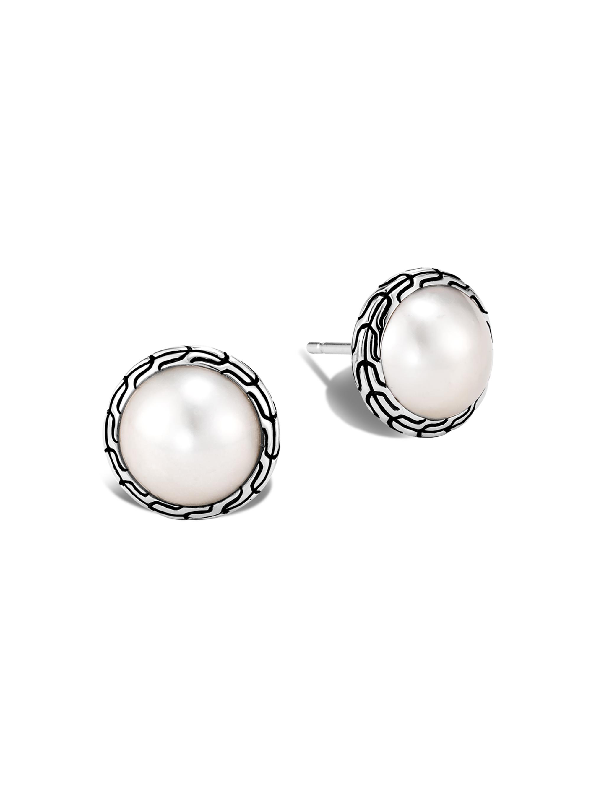 John Hardy Women's Chain Sterling Silver & 9.5-10MM Mabe Freshwater Pearl Stud Earrings - White