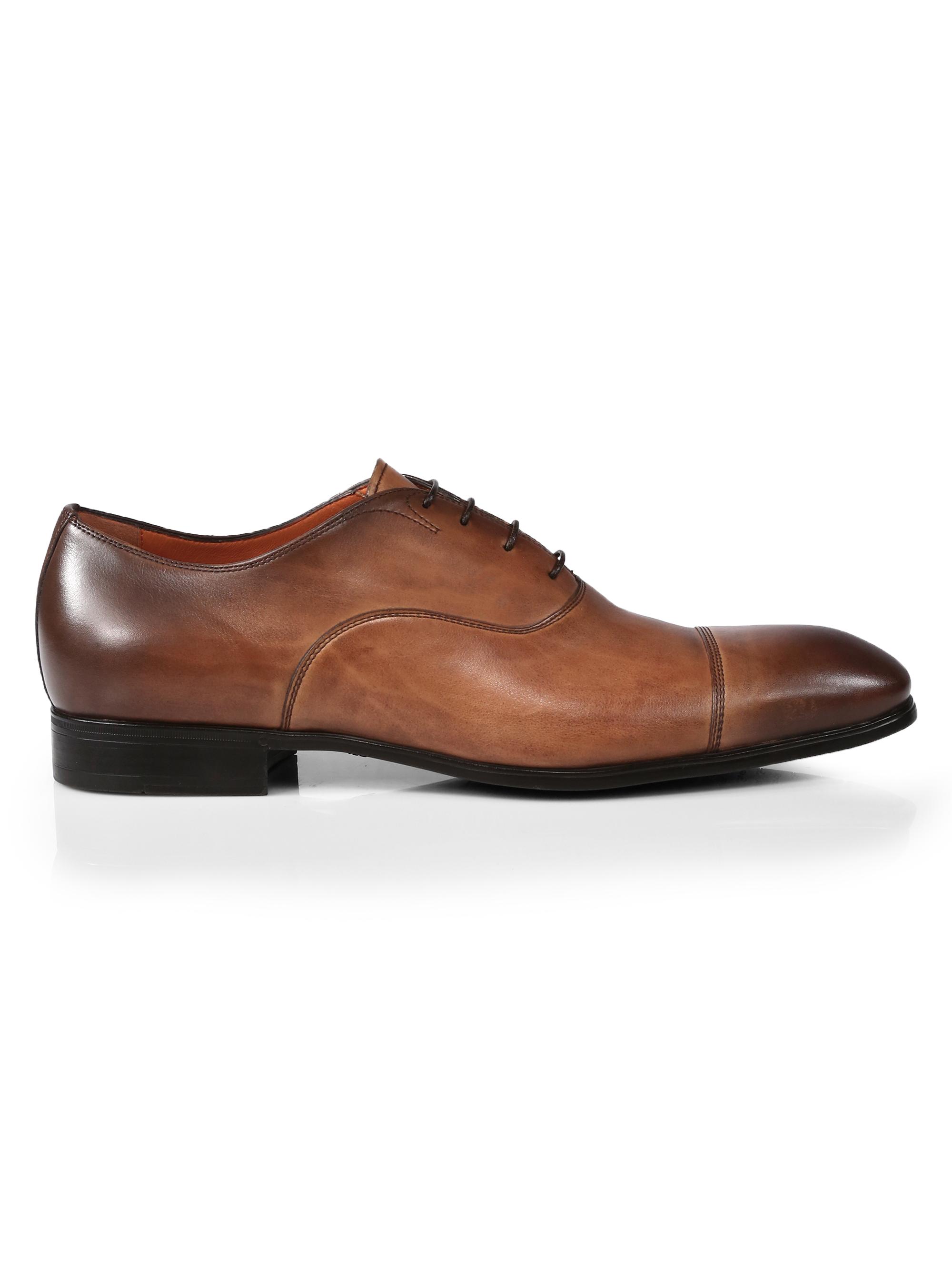 Santoni Men's Salem Leather Cap-Toe Oxfords - Brown
