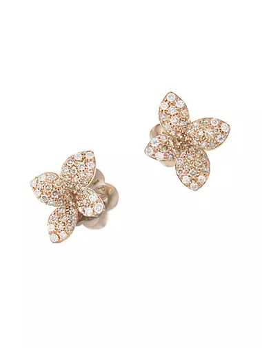 Petit Garden 18K Rose Gold & Two-Tone Diamond Flower Stud Earrings
