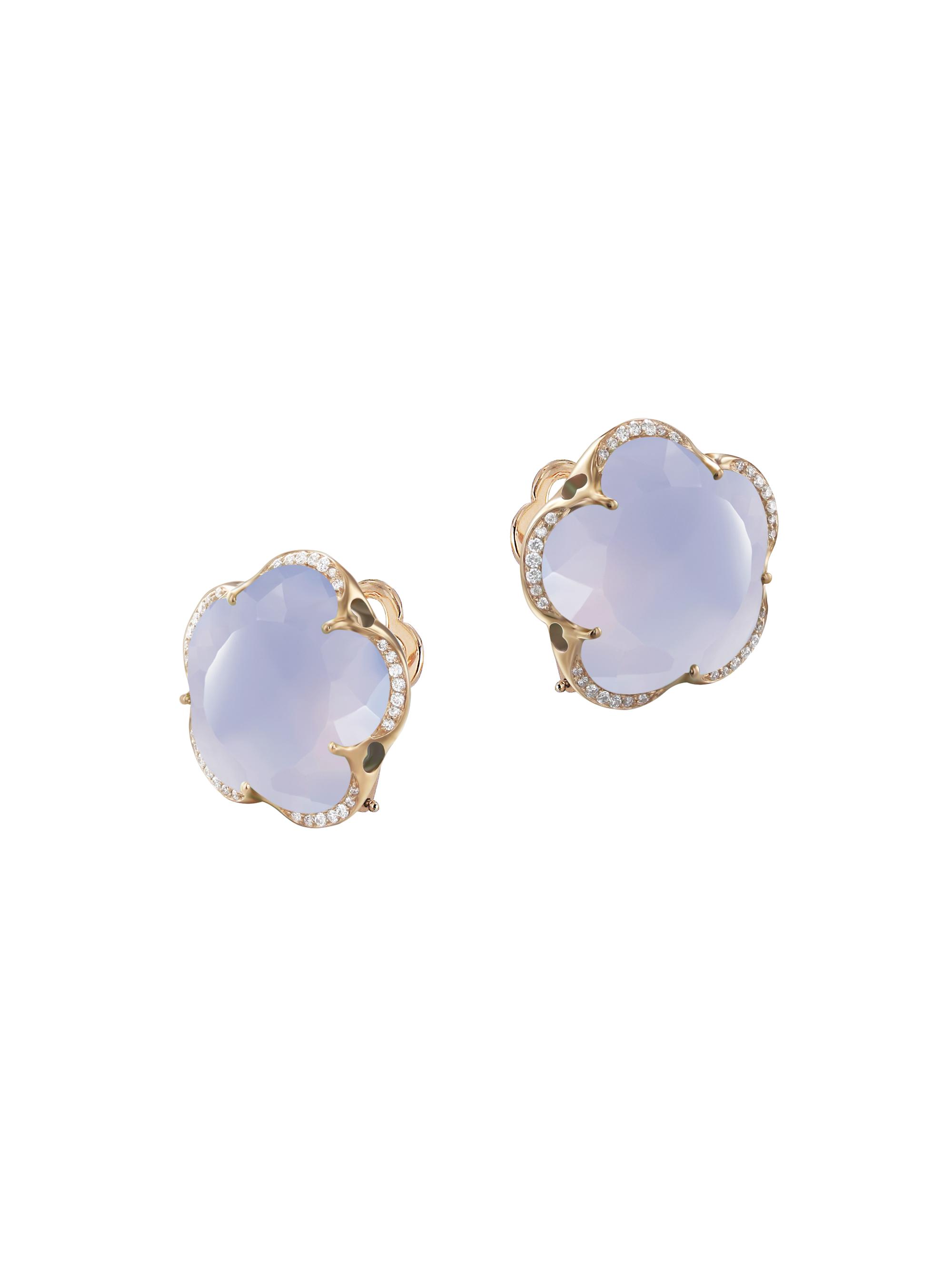 Pasquale Bruni Women's Bon Ton 18K Rose Gold, Light Blue Chalcedony & Diamond Stud Earrings - Gold Multi