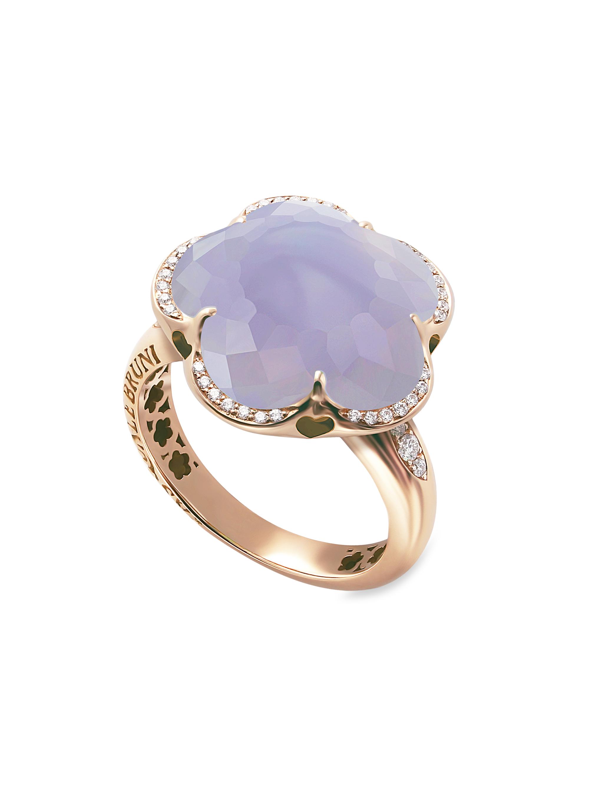 Pasquale Bruni Women's Bon Ton 18K Rose Gold, Light Blue Chalcedony & Diamond Ring