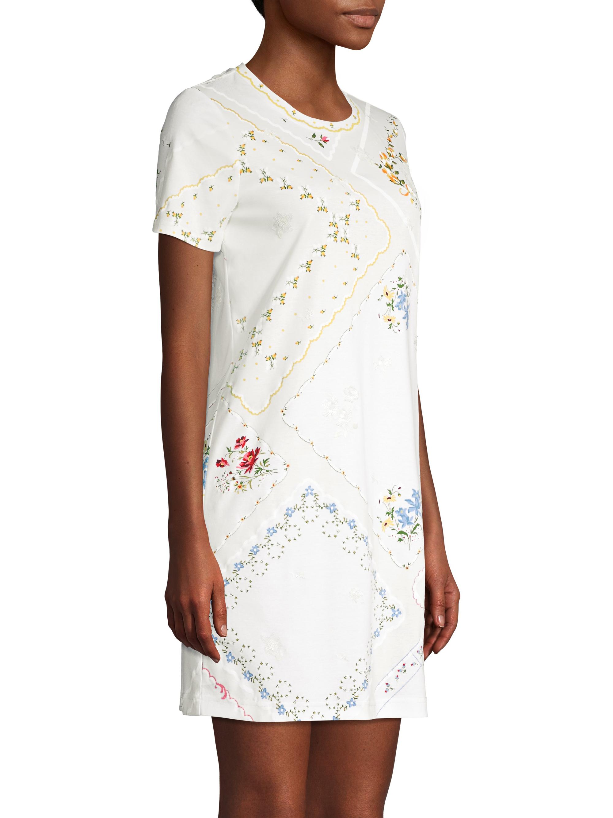 tory burch white embroidered dress Tory Burch Women's Embroidered Smocked Midi Dress - New Ivory main image 1