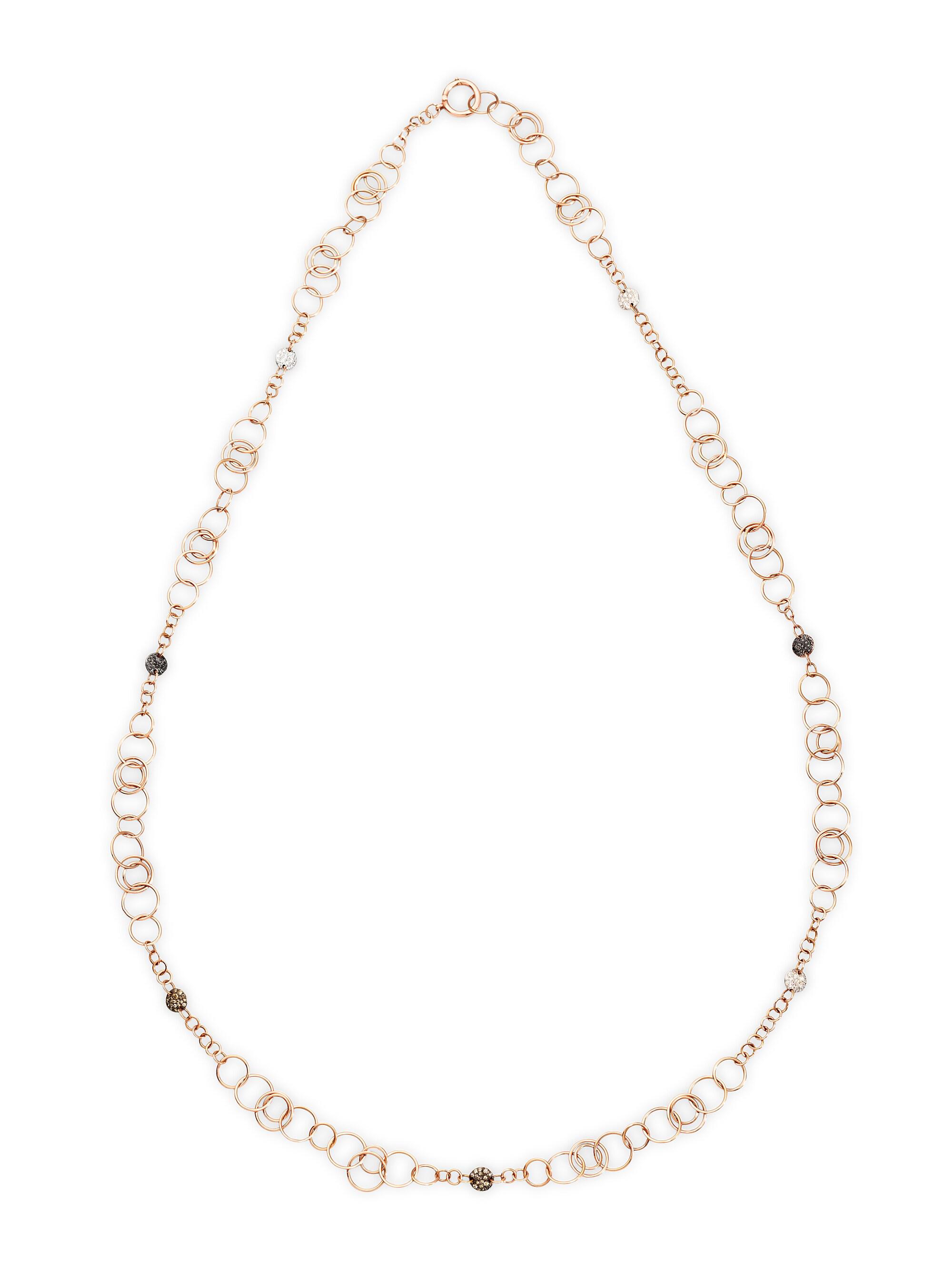 Pomellato Women's Sabbia 18K Rose Gold, Black Diamond, Brown Diamond & White Diamond Link Necklace - Rose Gold