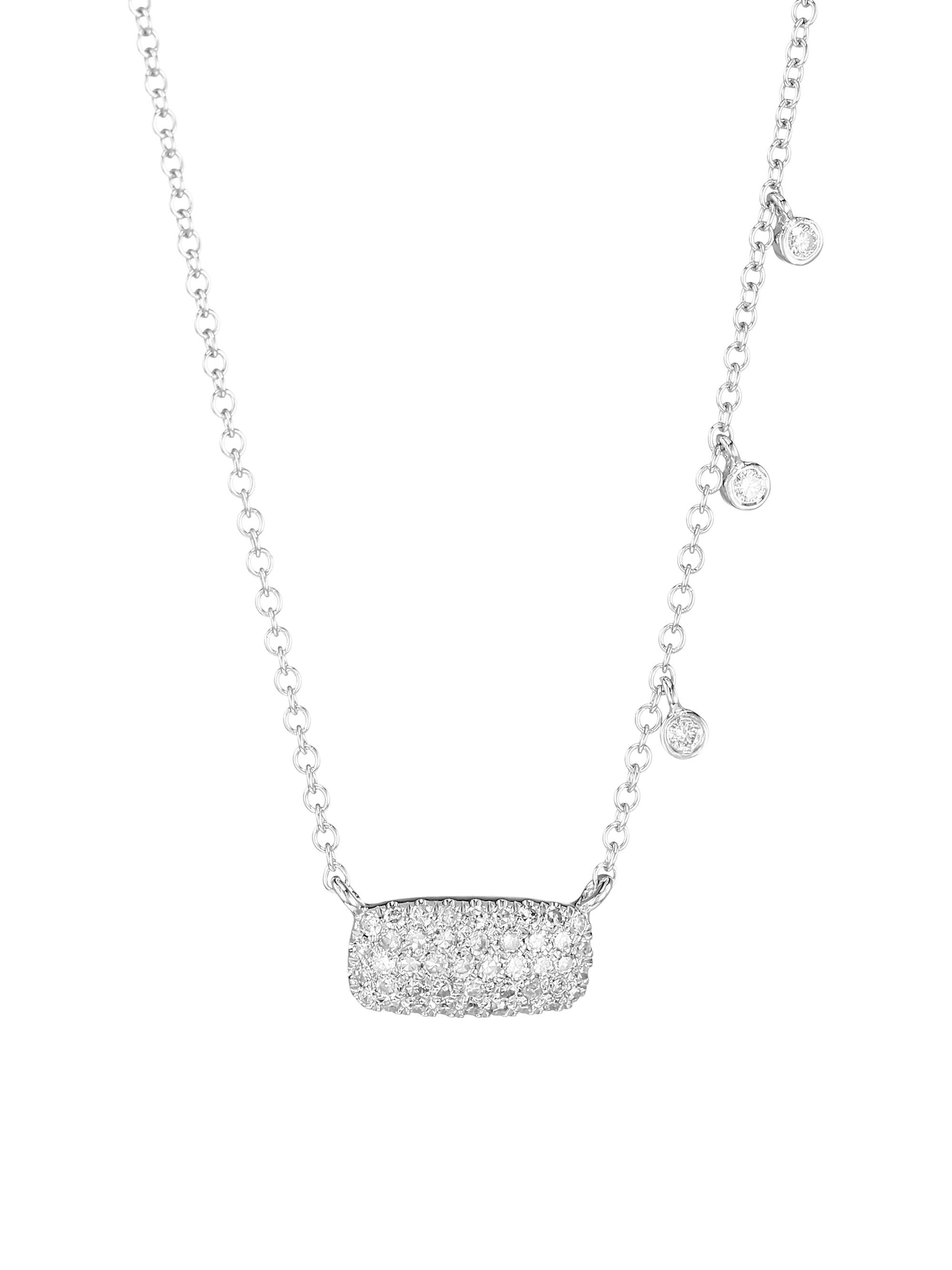 Meira T Women's 14K White Gold & Diamond Bar & Charm Necklace - White Gold