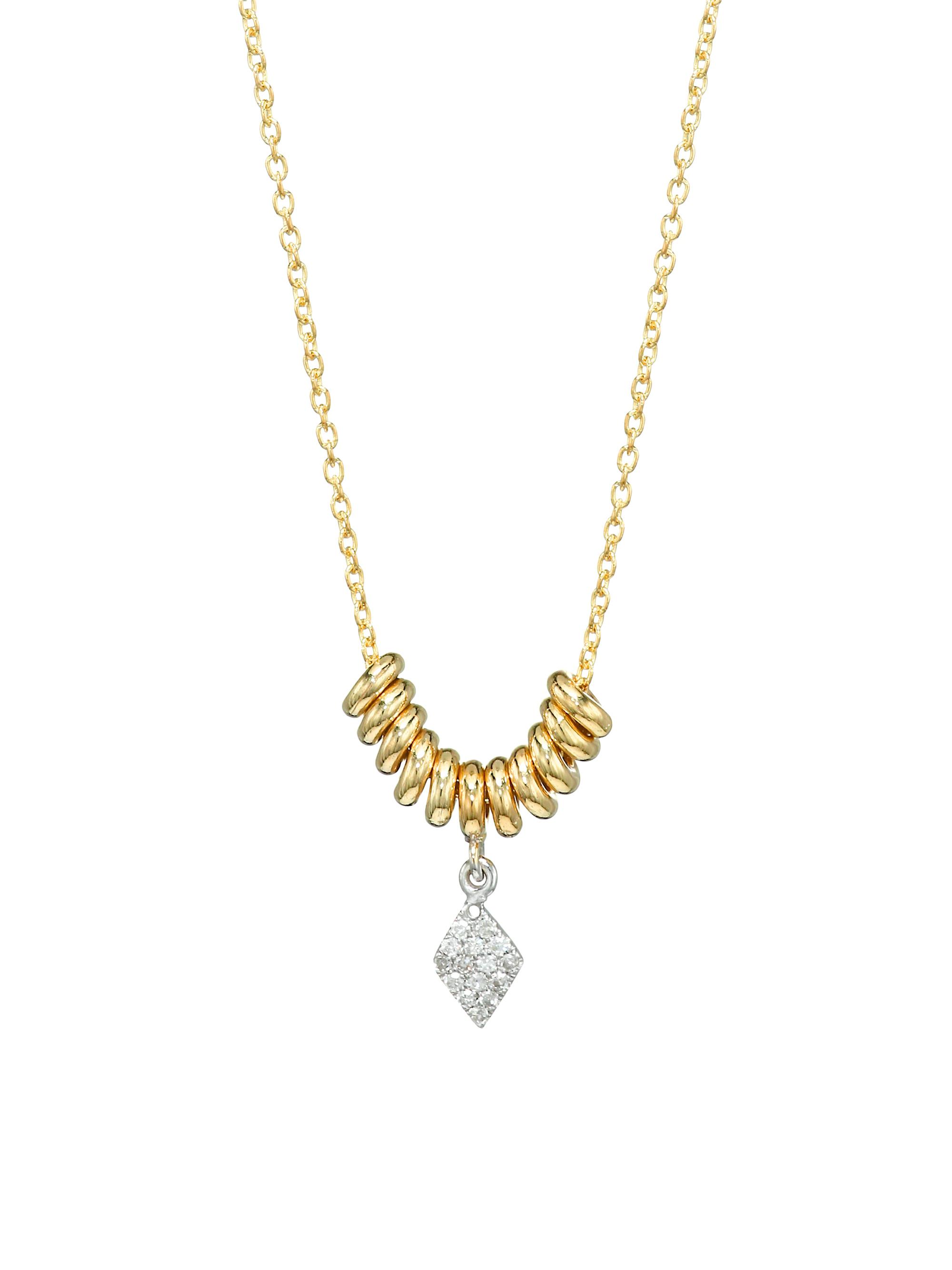 Meira T Women's 14K Yellow Gold & Pavé Diamond Marquise Disc Necklace - Gold