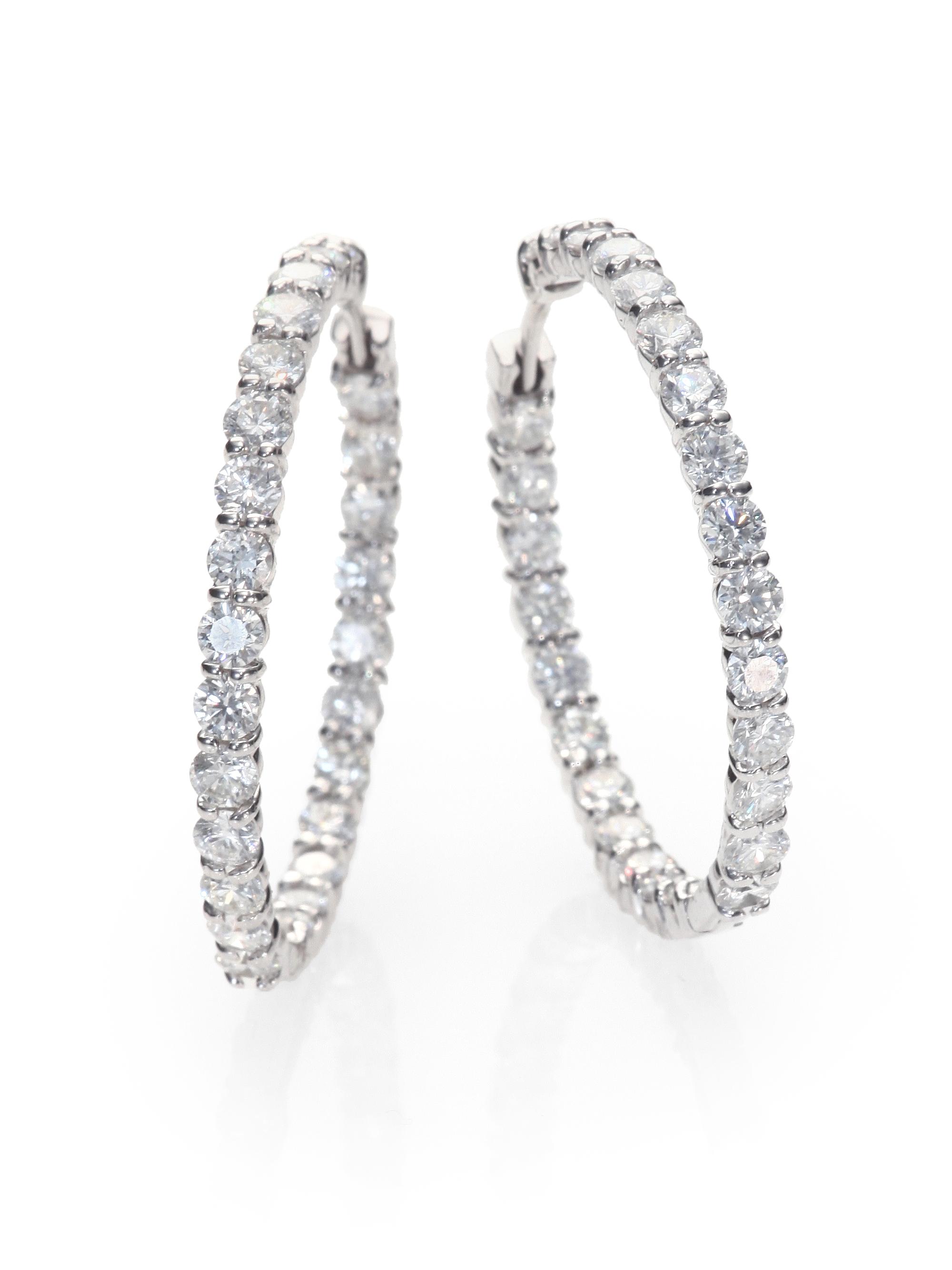 Roberto Coin Women's 18K White Gold & 5.55 TCW Diamond Inside-Out Hoop Earrings - White Gold