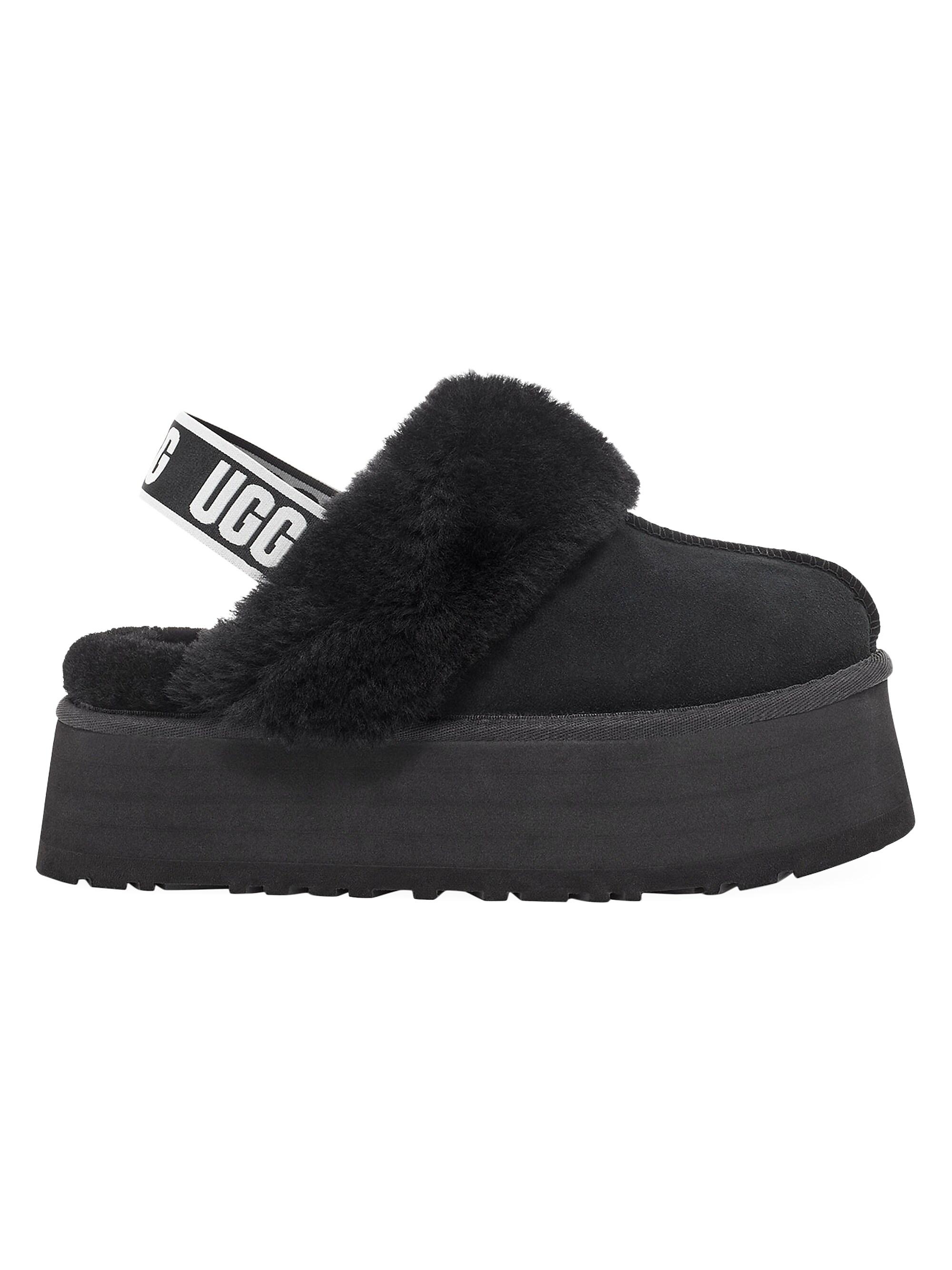 UGG Women's Funkette Suede Sheepskin-Trim Slingback Mules - Black