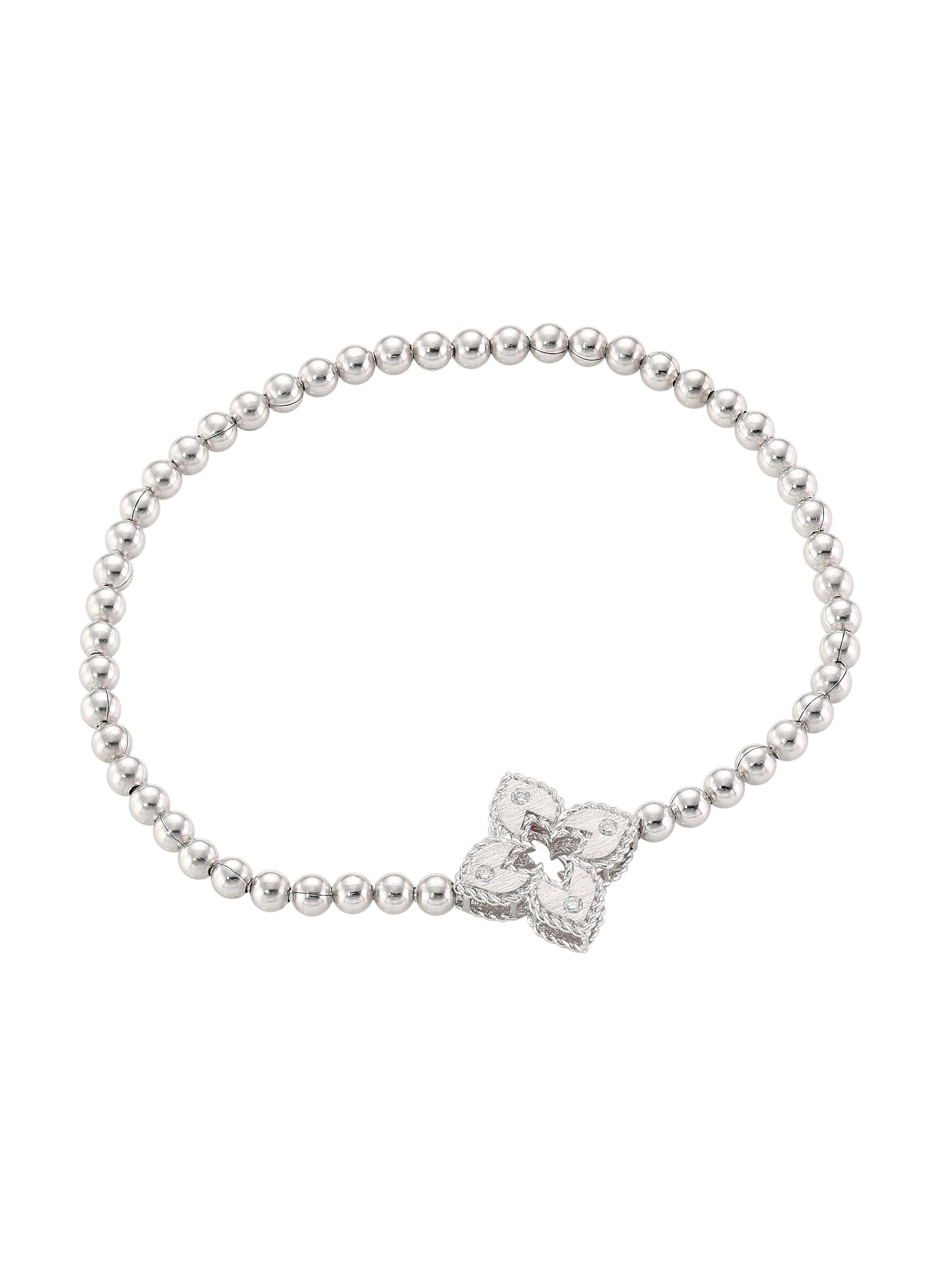 Roberto Coin Women's Petite Venetian  Station 18K White Gold & Diamond Stretch Bracelet - White Gold