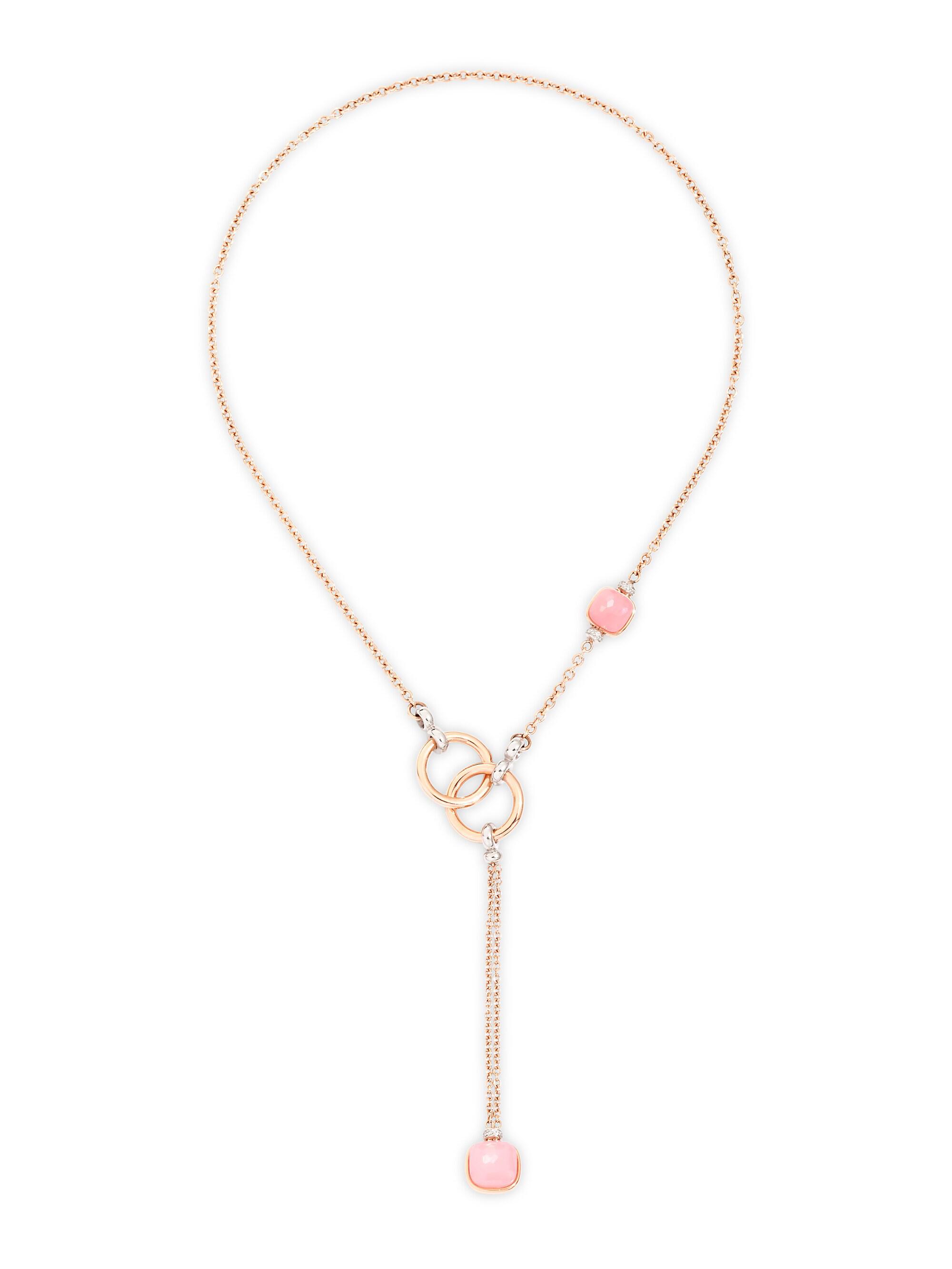 Pomellato Women's Nudo 18K Rose Gold, Rose Quartz, Chalcedony & Brown Diamond Lariat Necklace - Rose Gold