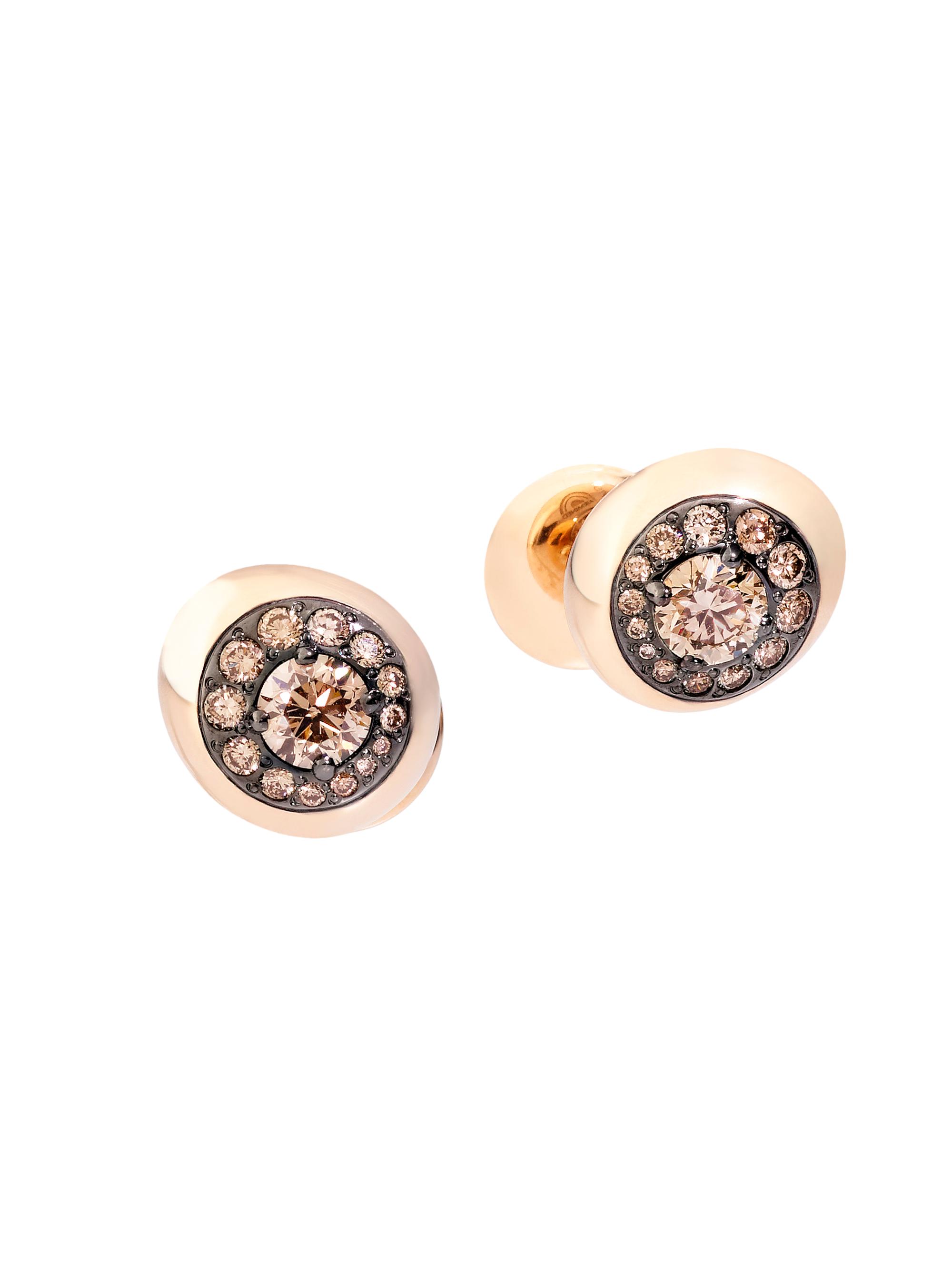 Pomellato Women's Nuvola 18K Rose Gold & Brown Diamond Stud Earrings - Brown Diamond