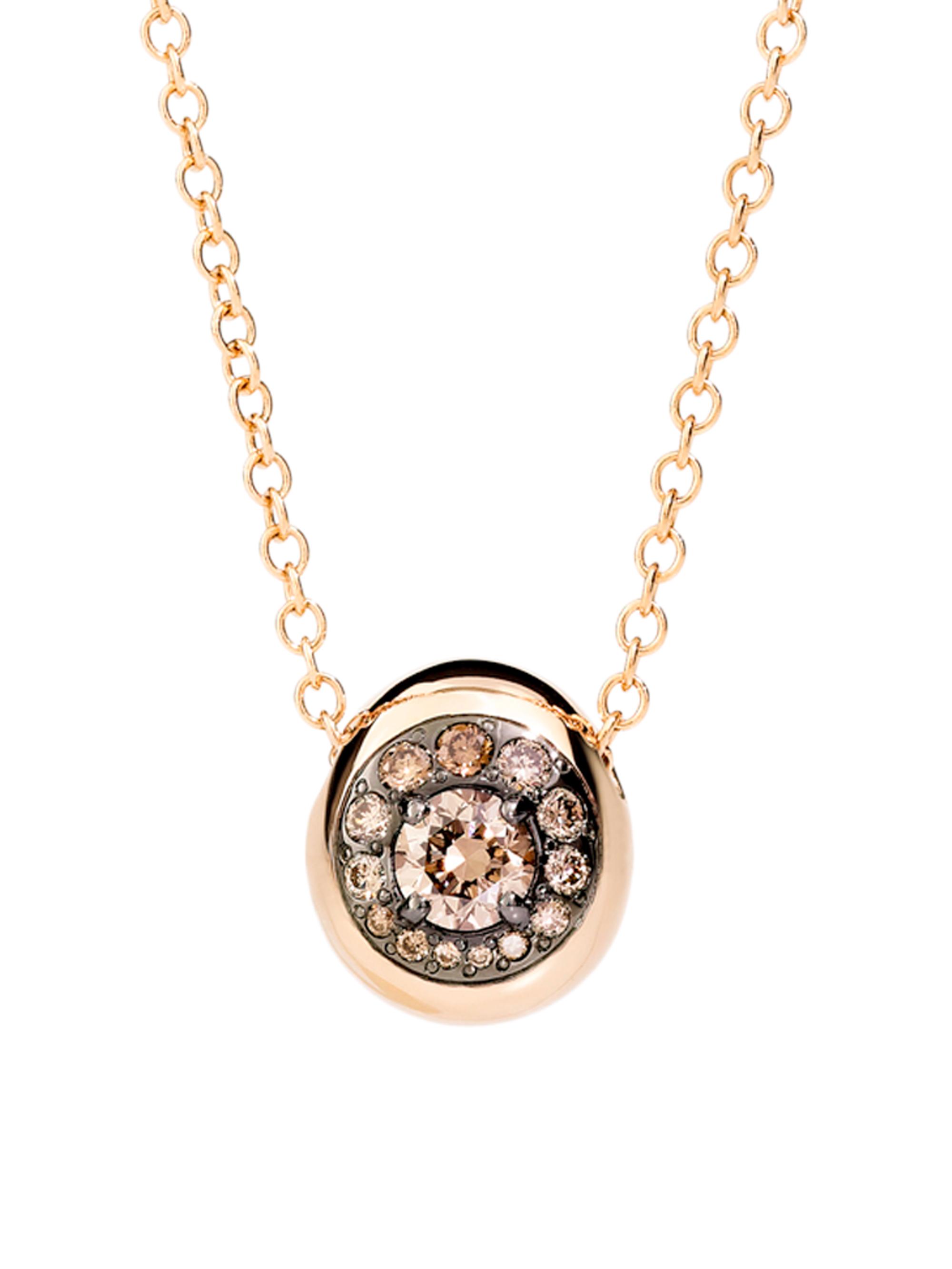 Pomellato Women's Nuvola 18K Rose Gold & Brown Diamond Round Pendant Necklace - Brown Diamond