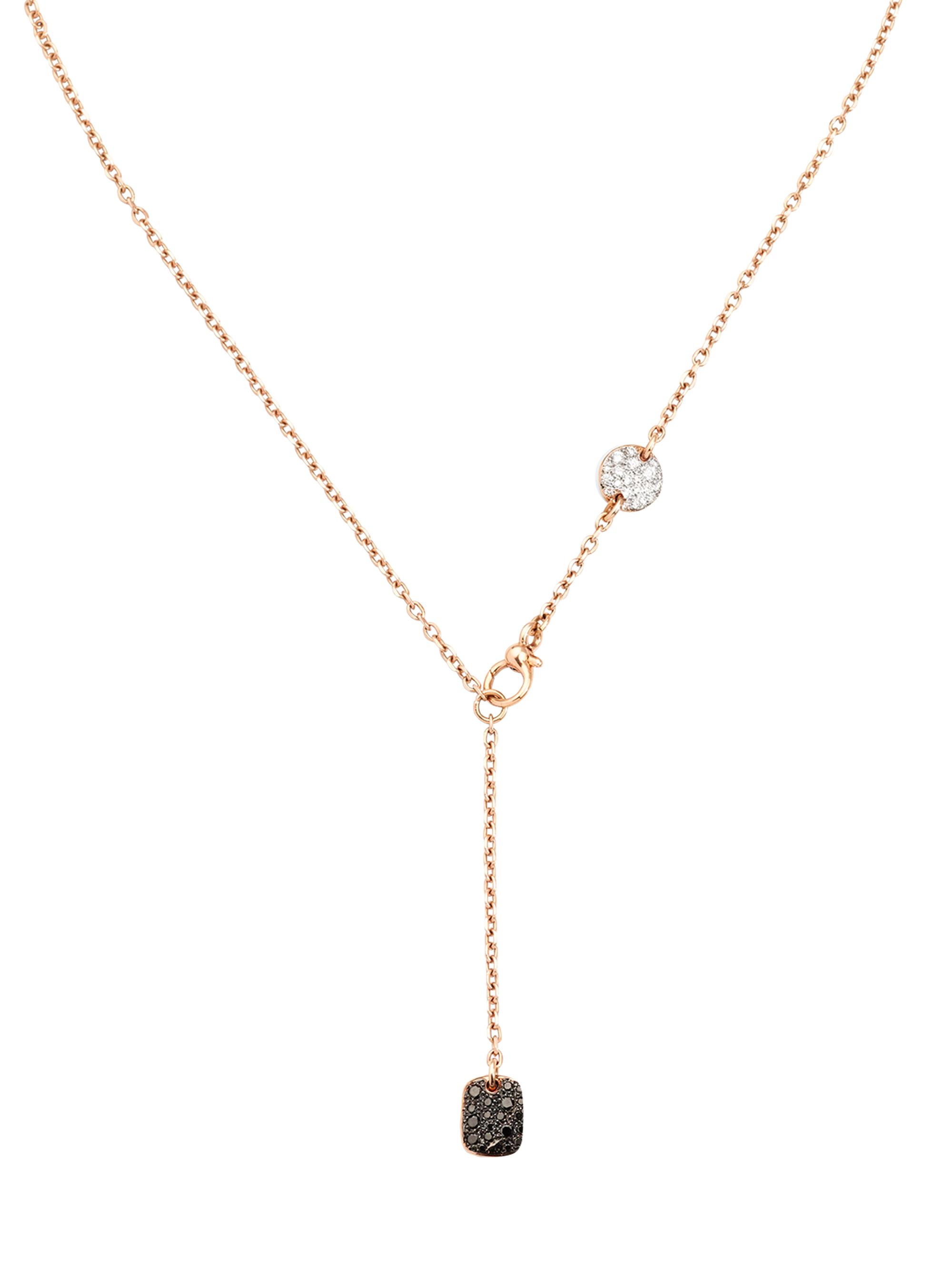 Pomellato Women's Sabbia 18K Rose Gold & Tri-Color Diamond Lariat Necklace - White Diamond