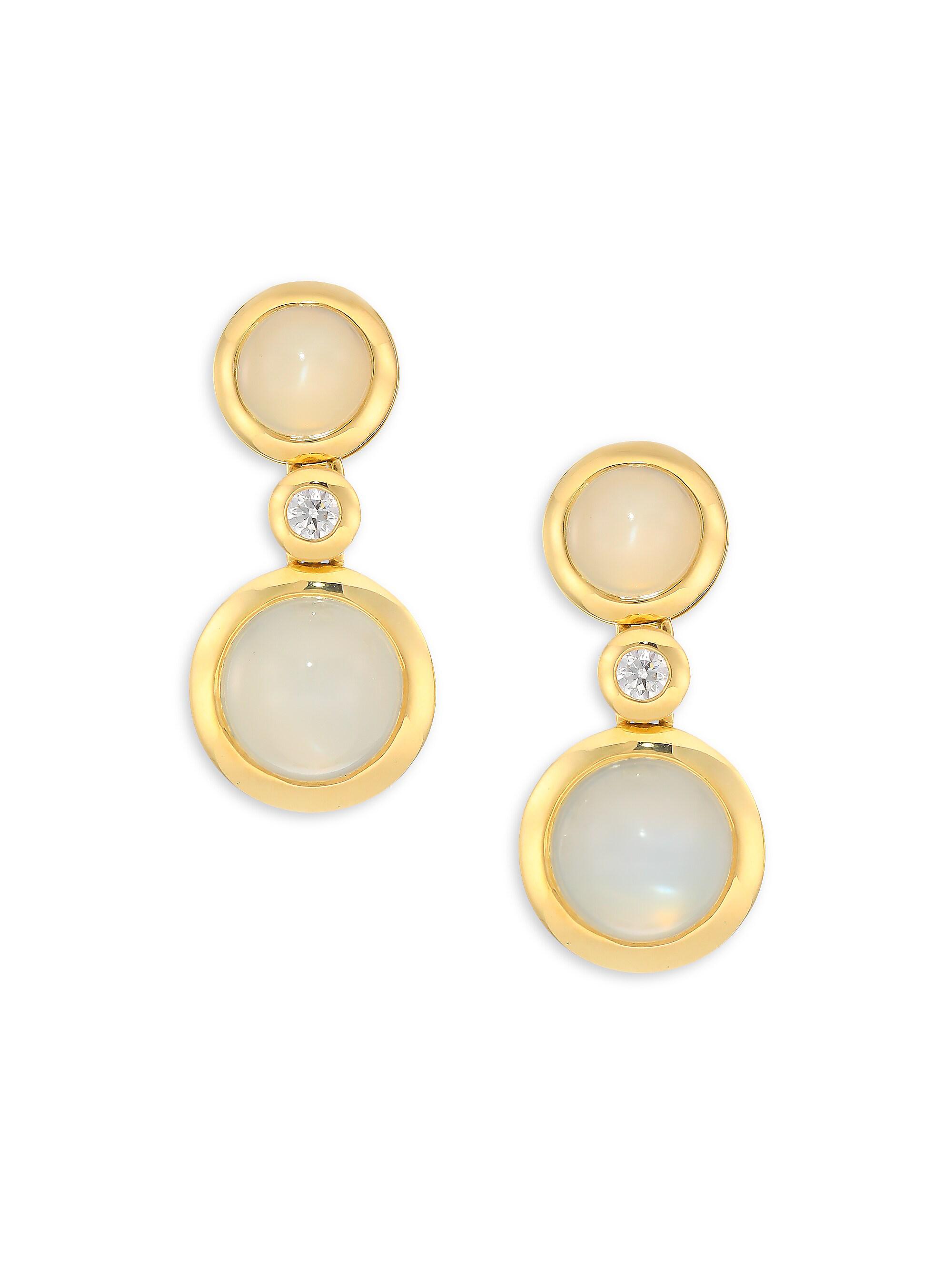 Tamara Comolli Women's Bouton 18K Yellow Gold, Two-Tone Moonstone & Diamond Triple-Drop Earrings - Gold