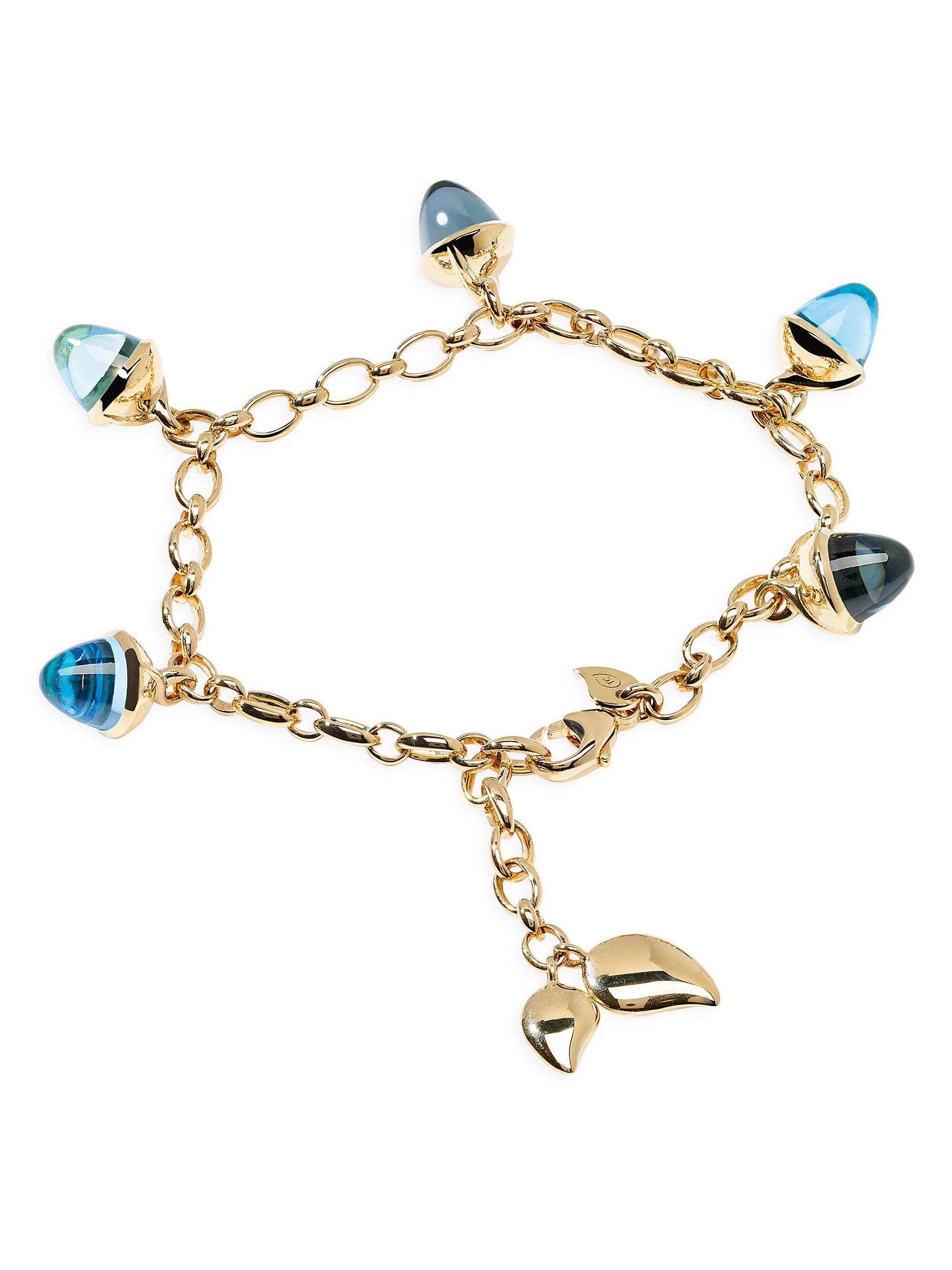 Tamara Comolli Women's Mikado Flamenco 18K Yellow Gold & Blue Multi-Stone Acorn Charm Bracelet - Topaz