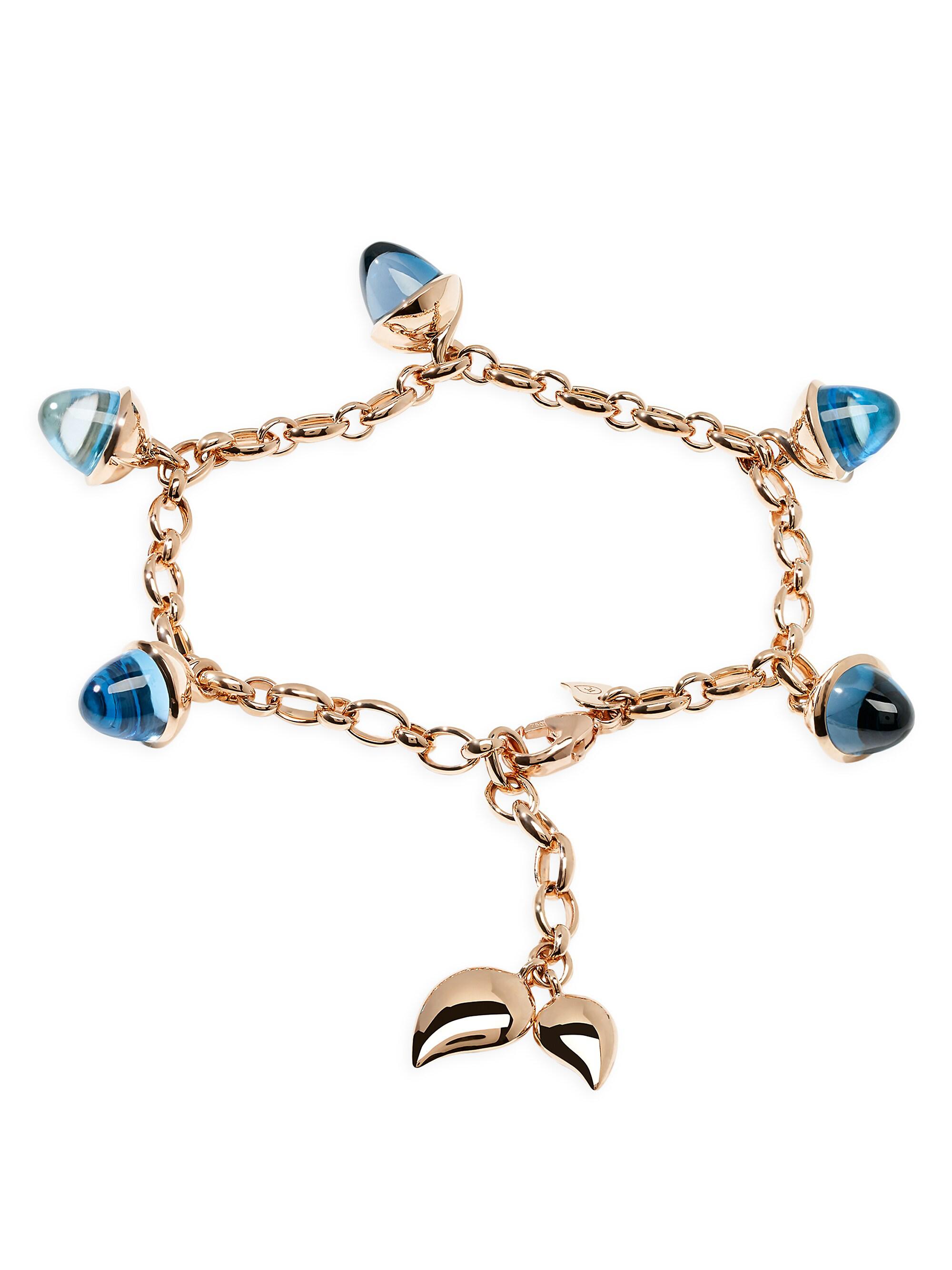 Tamara Comolli Women's Mikado Flamenco 18K Rose Gold & Blue Multi-Stone Acorn Charm Bracelet - Topaz