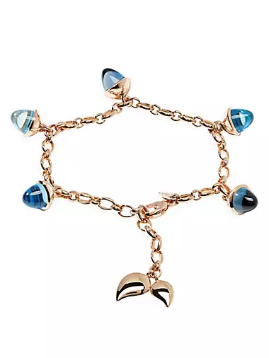 Mikado Flamenco 18K Rose Gold & Blue Multi-Stone Acorn Charm Bracelet