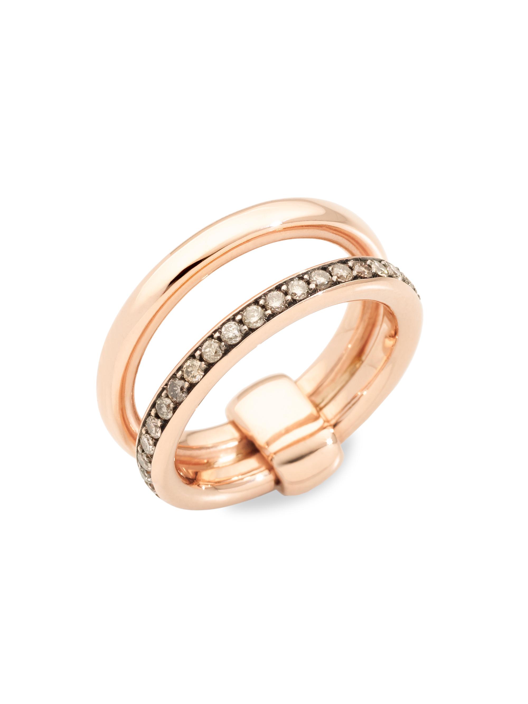 Pomellato Women's Iconica 18K Rose Gold & Brown Diamond Stack Ring - Rose Gold