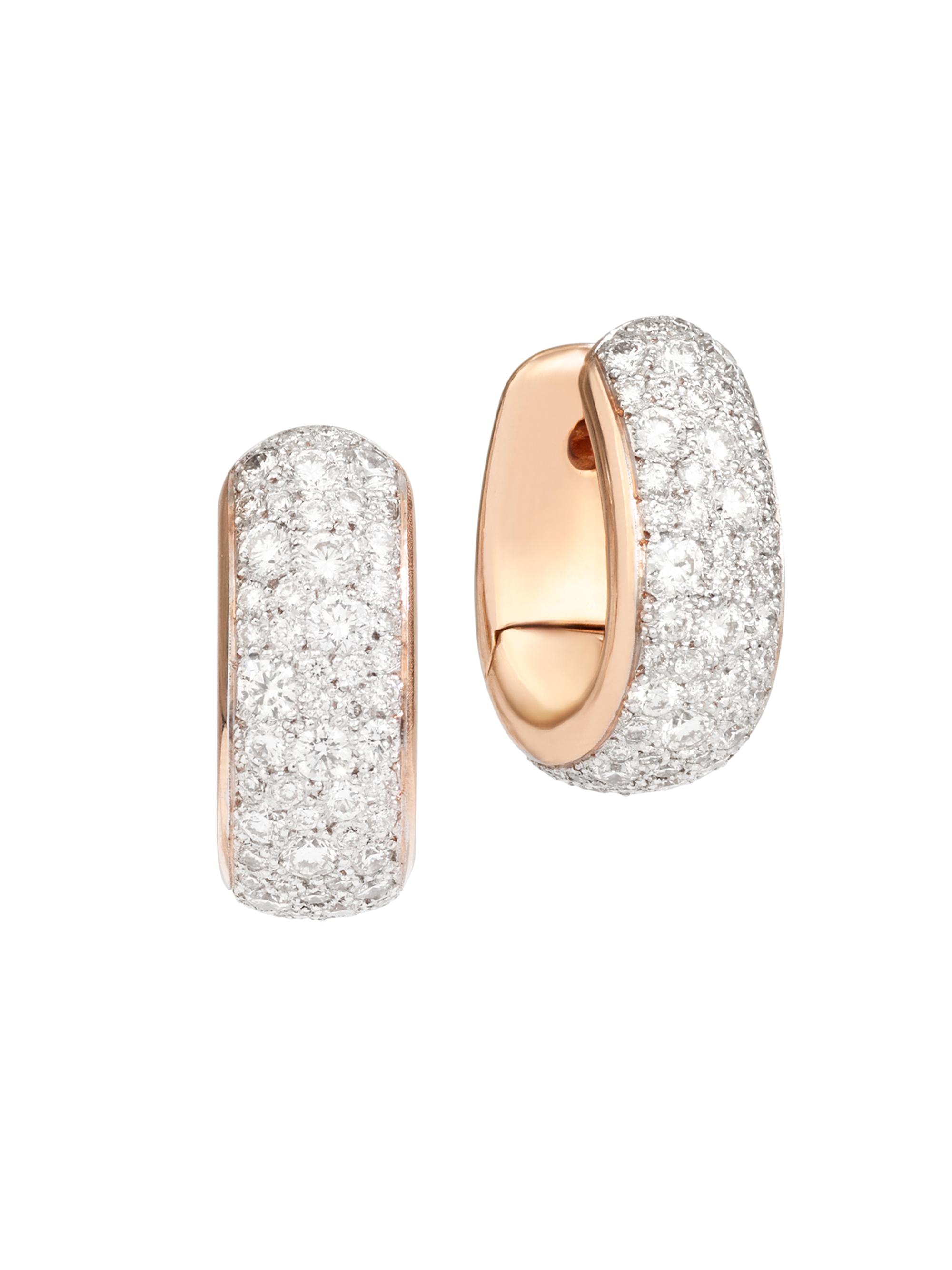 Pomellato Women's Iconica 18K Rose Gold & Diamond Huggie Hoop Earrings - White Diamond