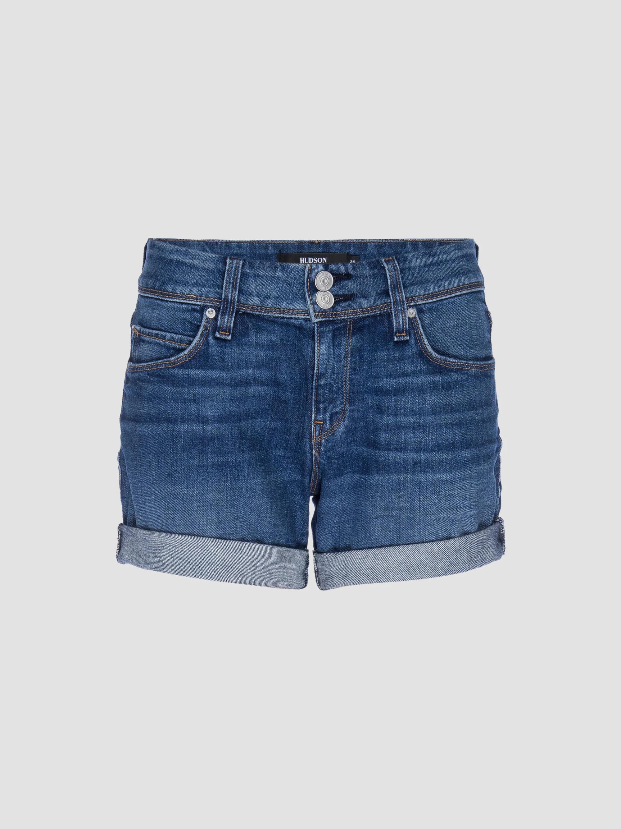 Hudson Jeans Women's Croxely Mid-Rise Rolled Hem Denim Shorts - Reaction - Size 24
