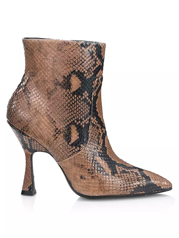 Melena Snakeskin-Embossed Leather Ankle Boots