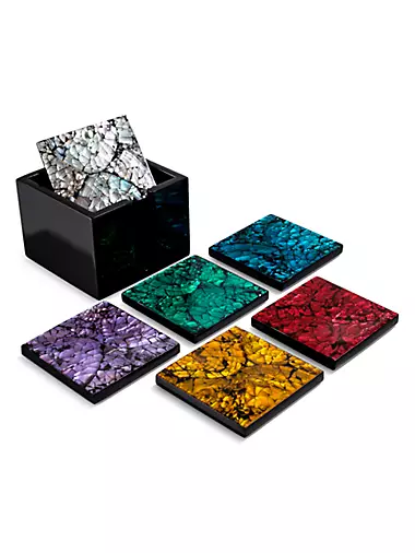 6-Piece Mother-Of-Pearl Square Coaster Set