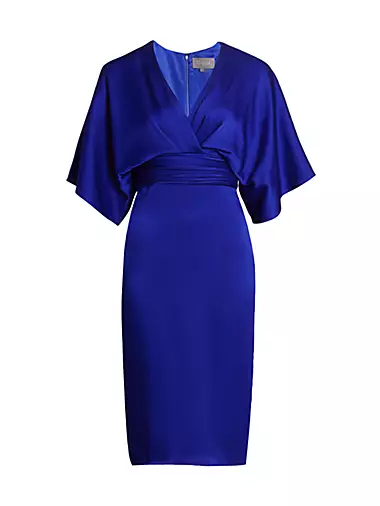ESCADA SPORT Women V-Neck 3/4 Sleeve Silk Dress Size 34/US Size 2 in  Teal/Beige