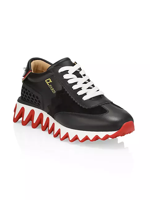 Christian Louboutin Kids' Mini Loubishark Leather Sneakers
