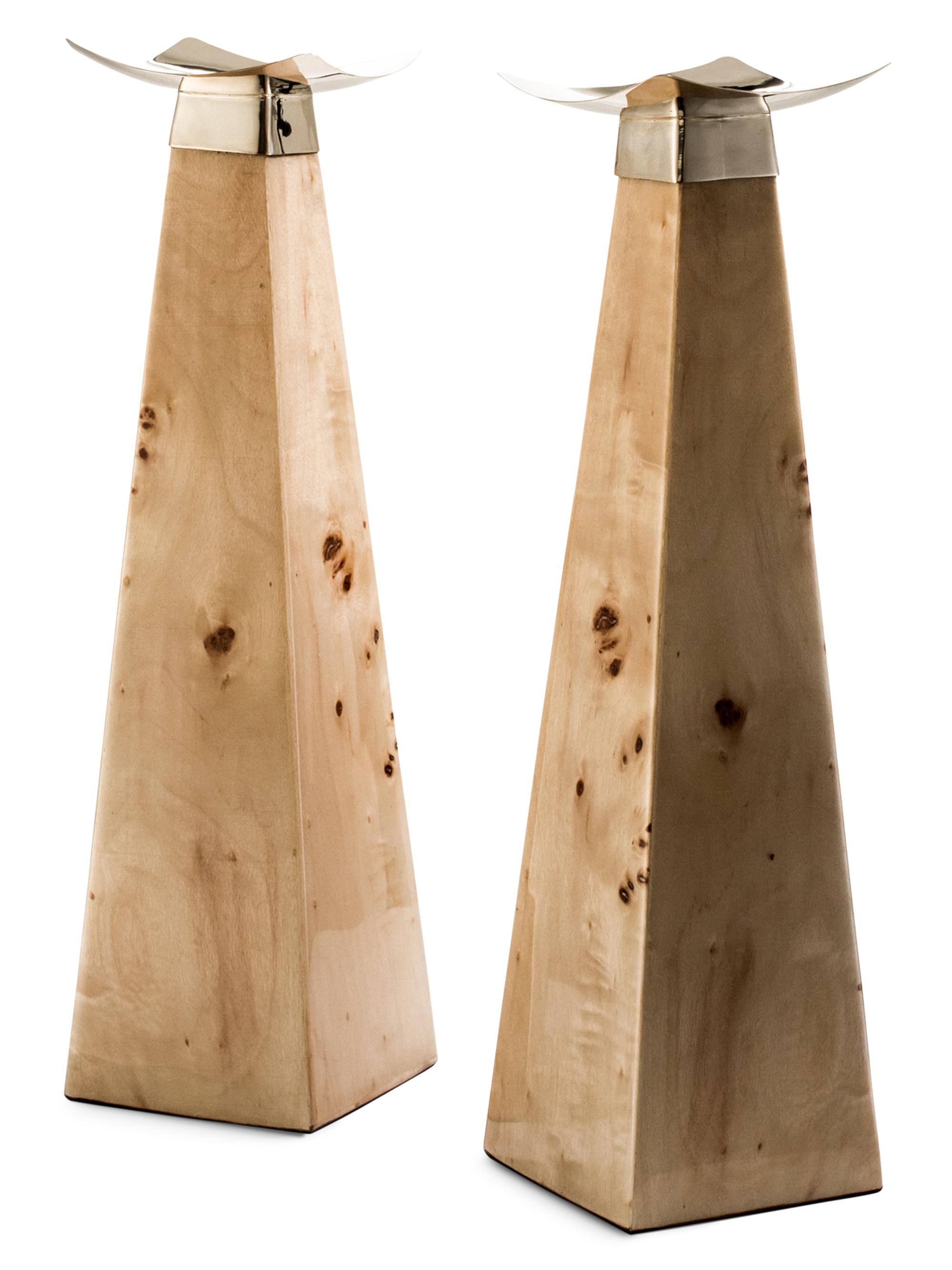 Ladorada Burl Veneer Set of 2 Candleholders