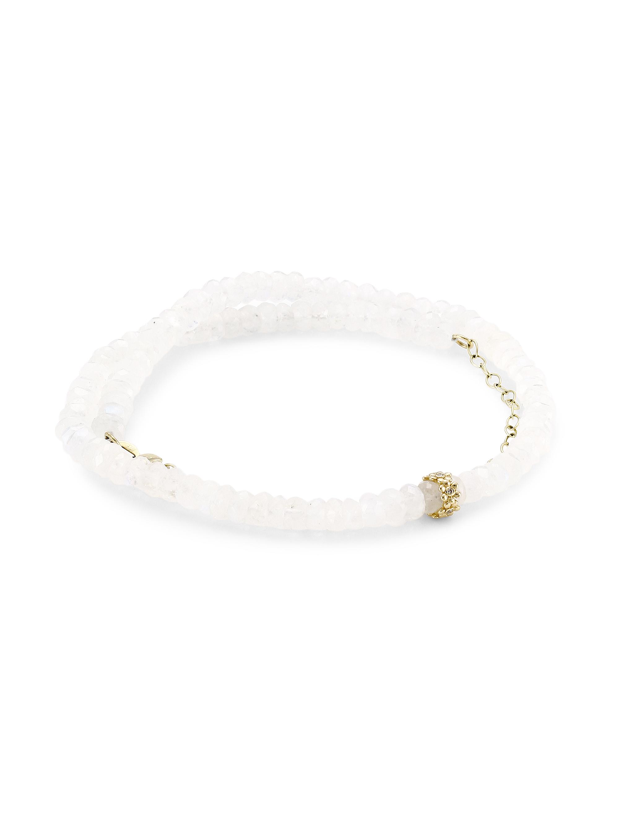 Sydney Evan Women's 14K Yellow Gold, Rainbow Moonstone & Diamond Daisy Rondelle Beaded Choker Necklace - Yellow Gold