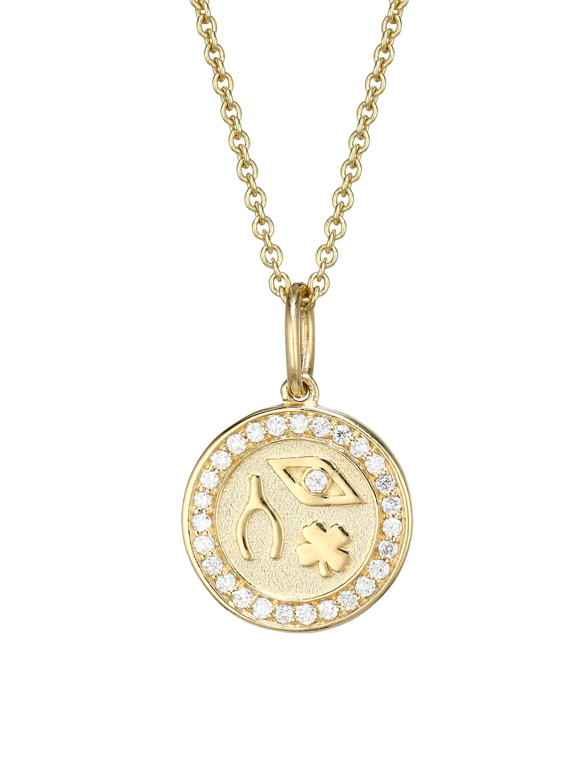 Sydney Evan Women's 14K Yellow Gold & Diamond Tiny Luck & Protection Coin Pendant Necklace - Yellow Gold