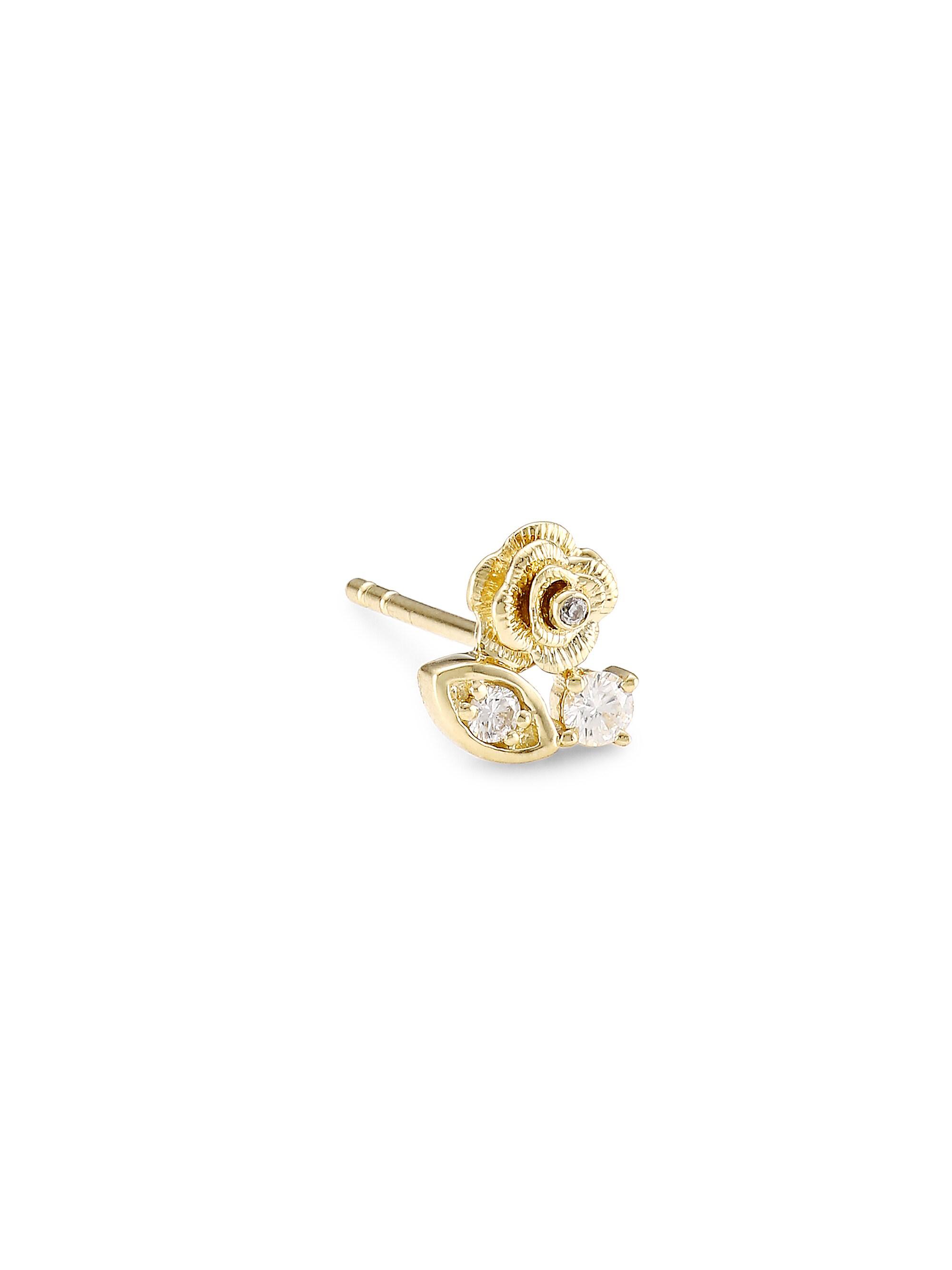 Sydney Evan Women's 14K Yellow Gold & Diamond Marquis Eye Rose Single Stud Earring - Gold