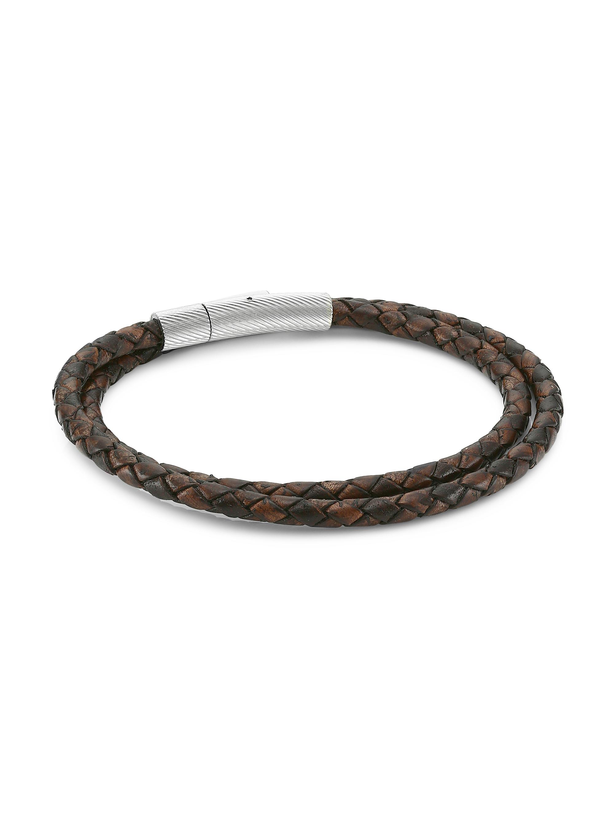 Jonas Studio Men's Village Braided Leather Bracelet - Brown