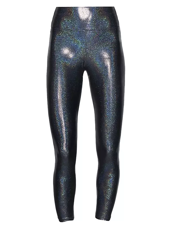 Faux gold glitter printed leggings Sparkly tights