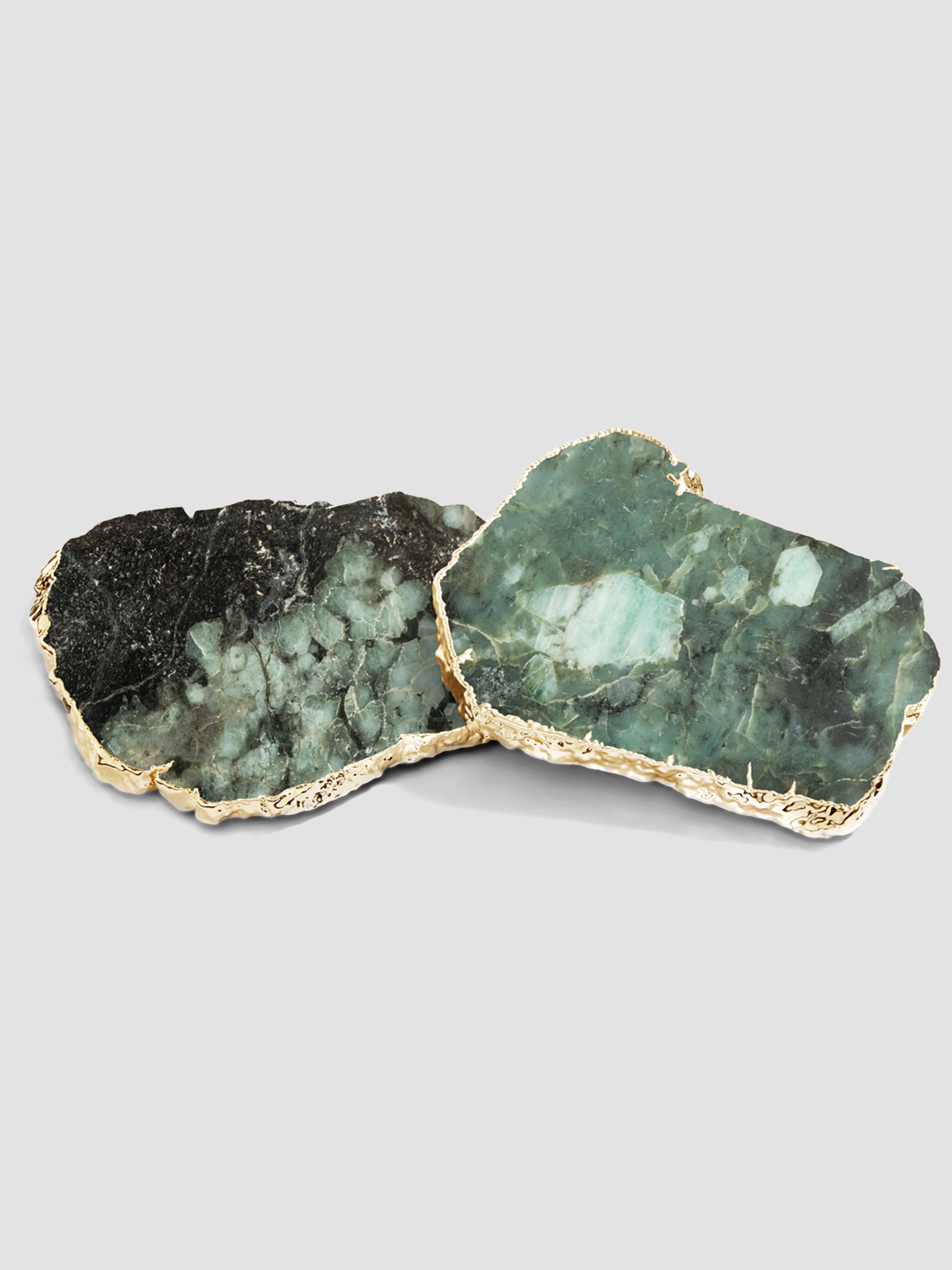 ANNA New York Kivita 2-Piece 24K-Gold-Plated Crystal Coaster Set - Emerald Gold | Thumbnail 2