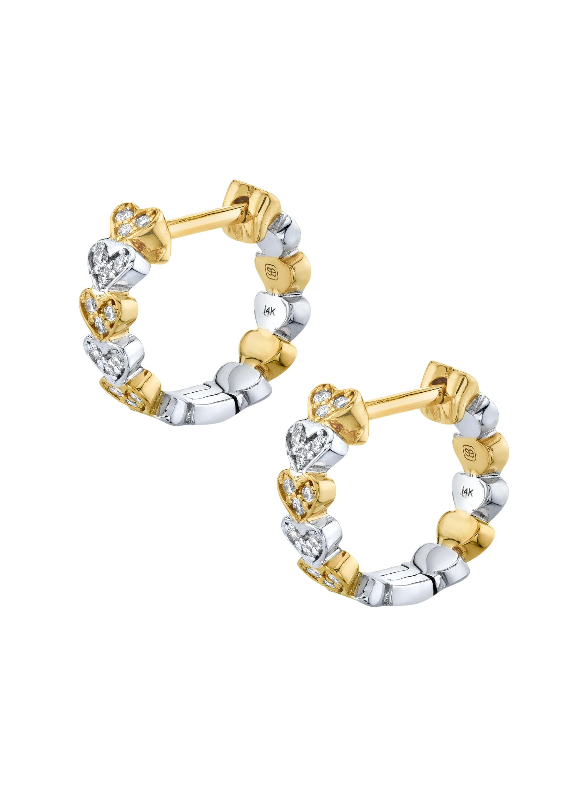 Sydney Evan Women's 14K Two-Tone Gold & Diamond Heart Huggie Hoop Earrings - Diamond