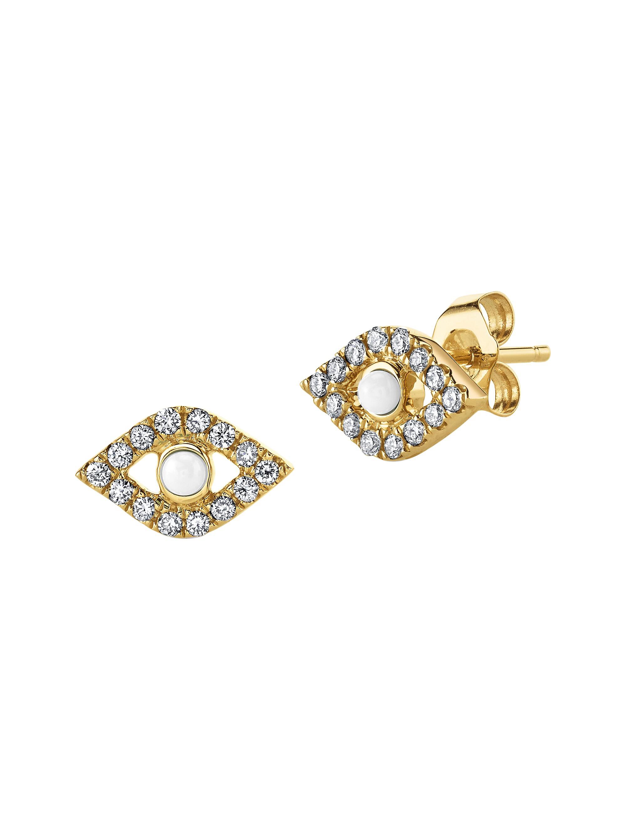 Sydney Evan Women's 14K Yellow Gold, Diamond & Pearl Evil Eye Stud Single Earring - Gold