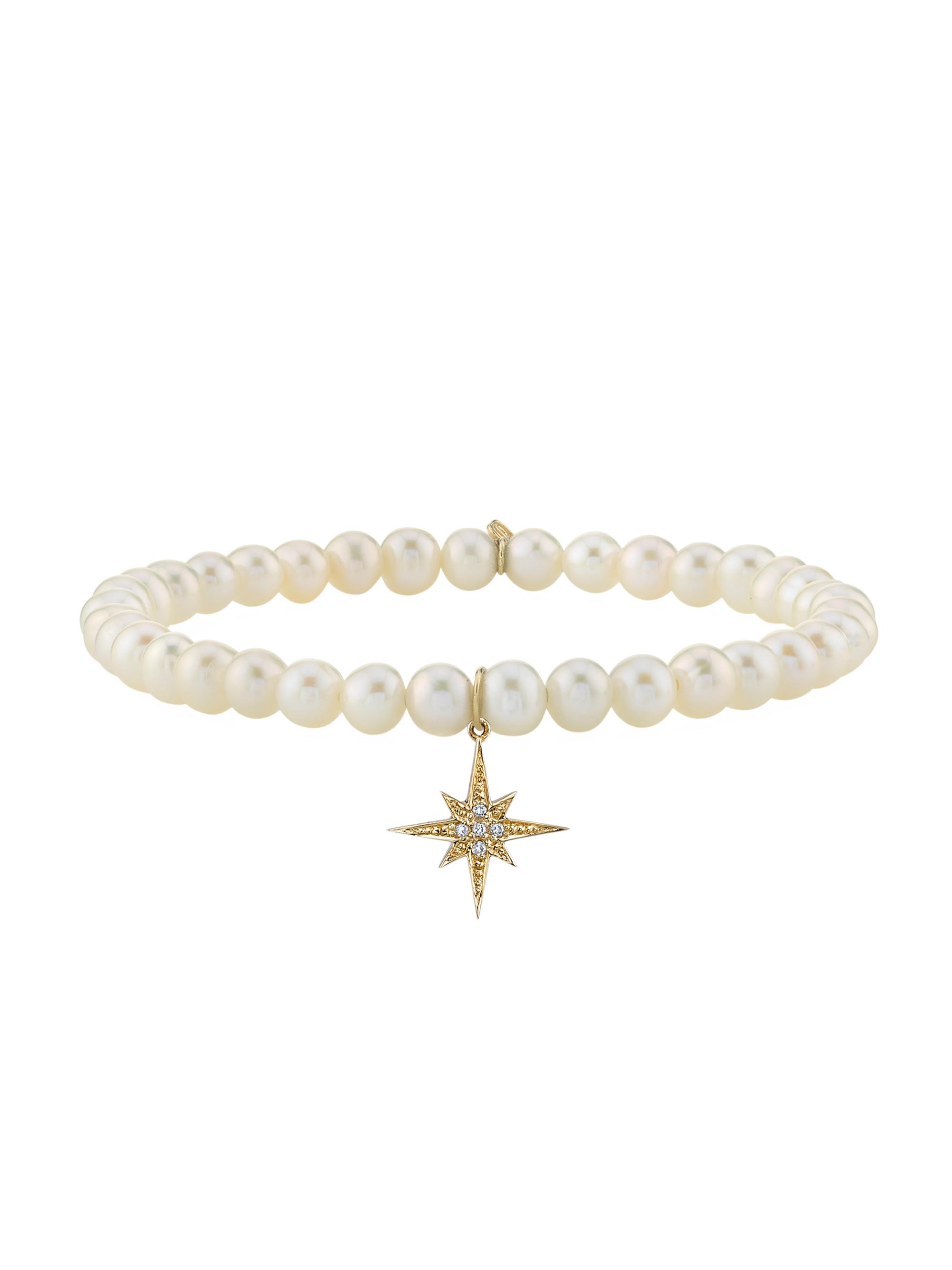 Sydney Evan Women's 14K Yellow Gold, 5MM Pearl & Diamond Starburst Charm Bracelet - White