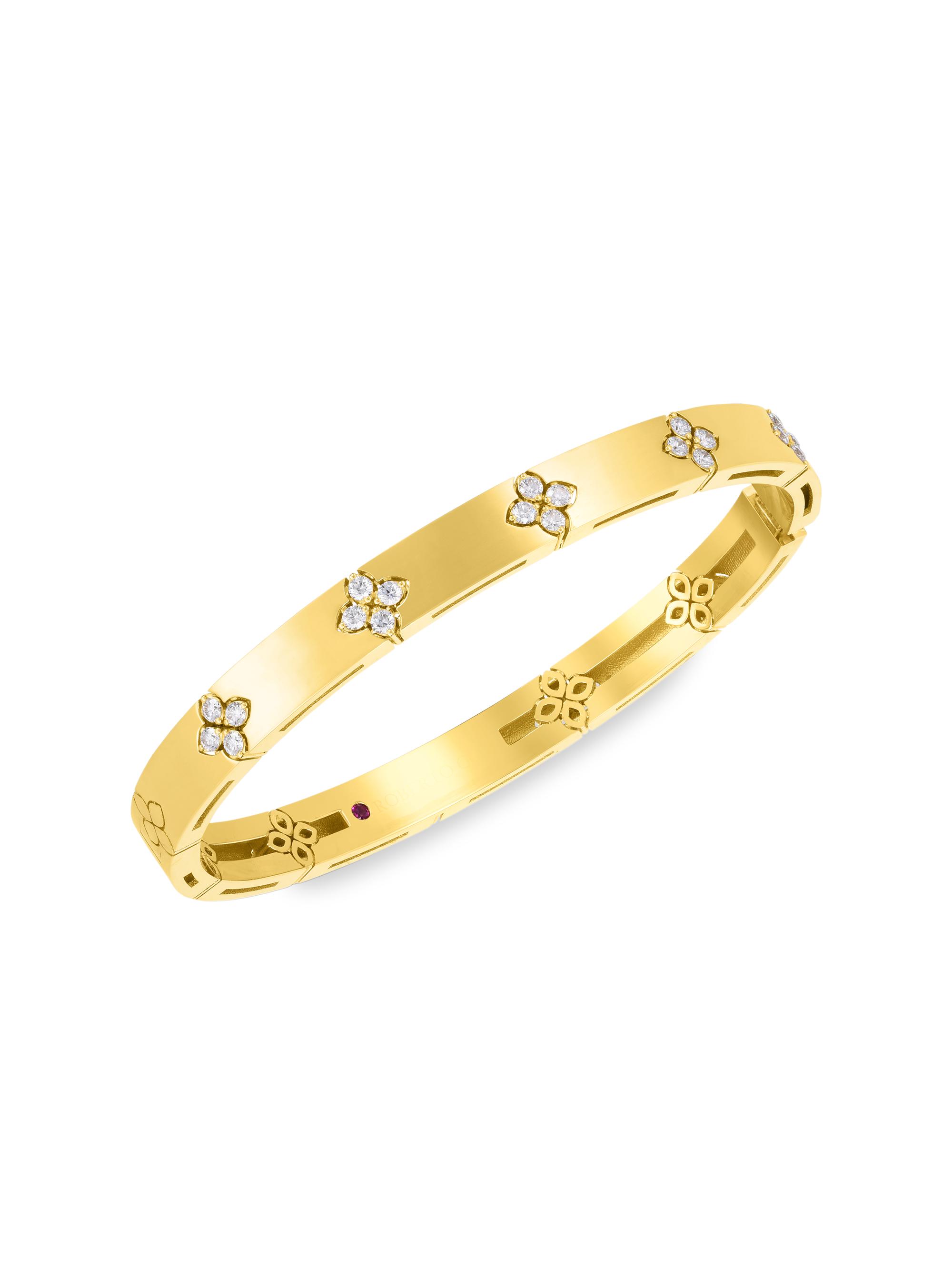 Roberto Coin Women's Verona 18 Yellow Gold & Diamond Hinged Bangle Bracelet - Yellow Gold