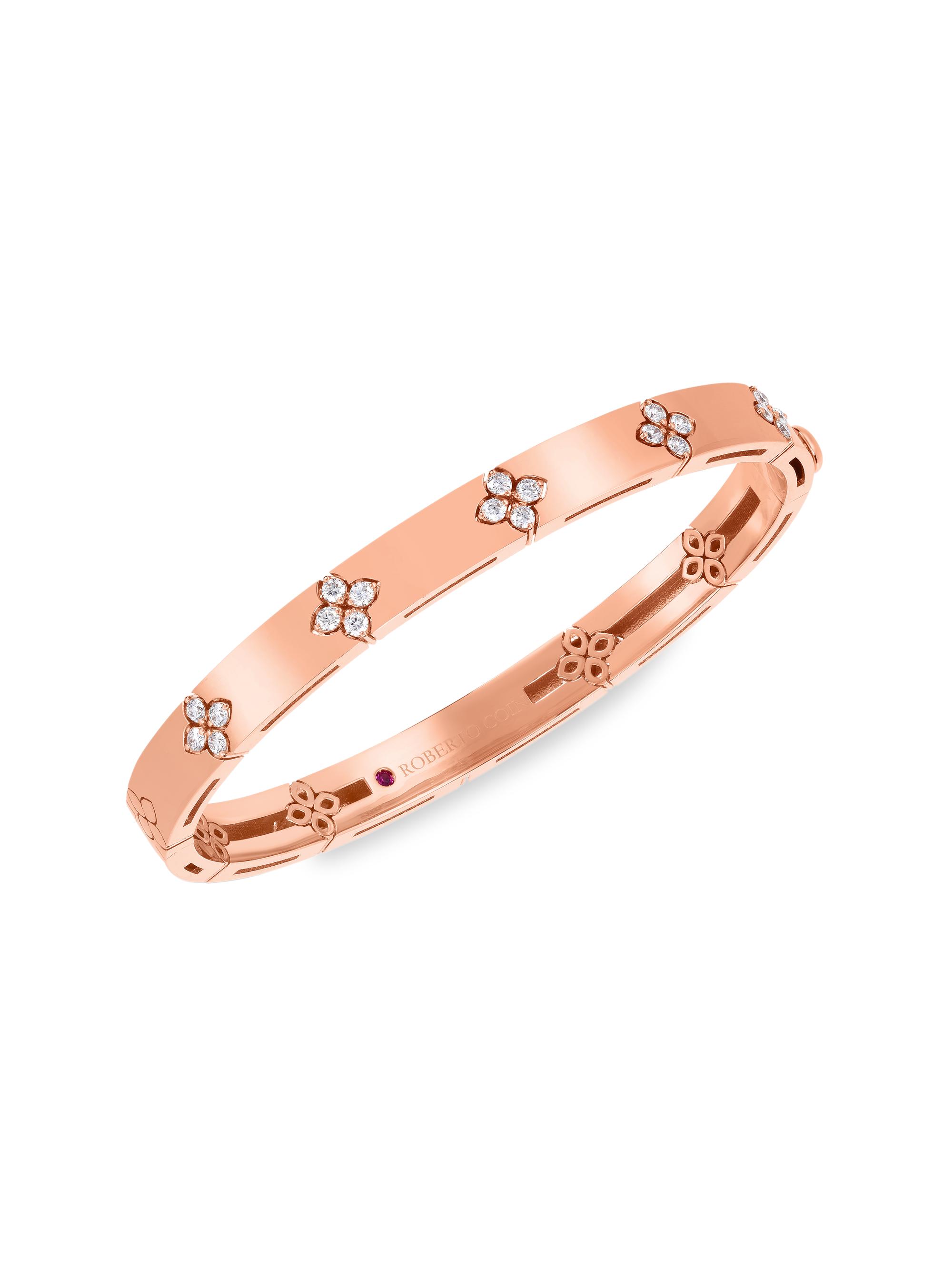 Roberto Coin Women's Verona 18K Rose Gold & Diamond Hinged Bangle Bracelet - Rose Gold