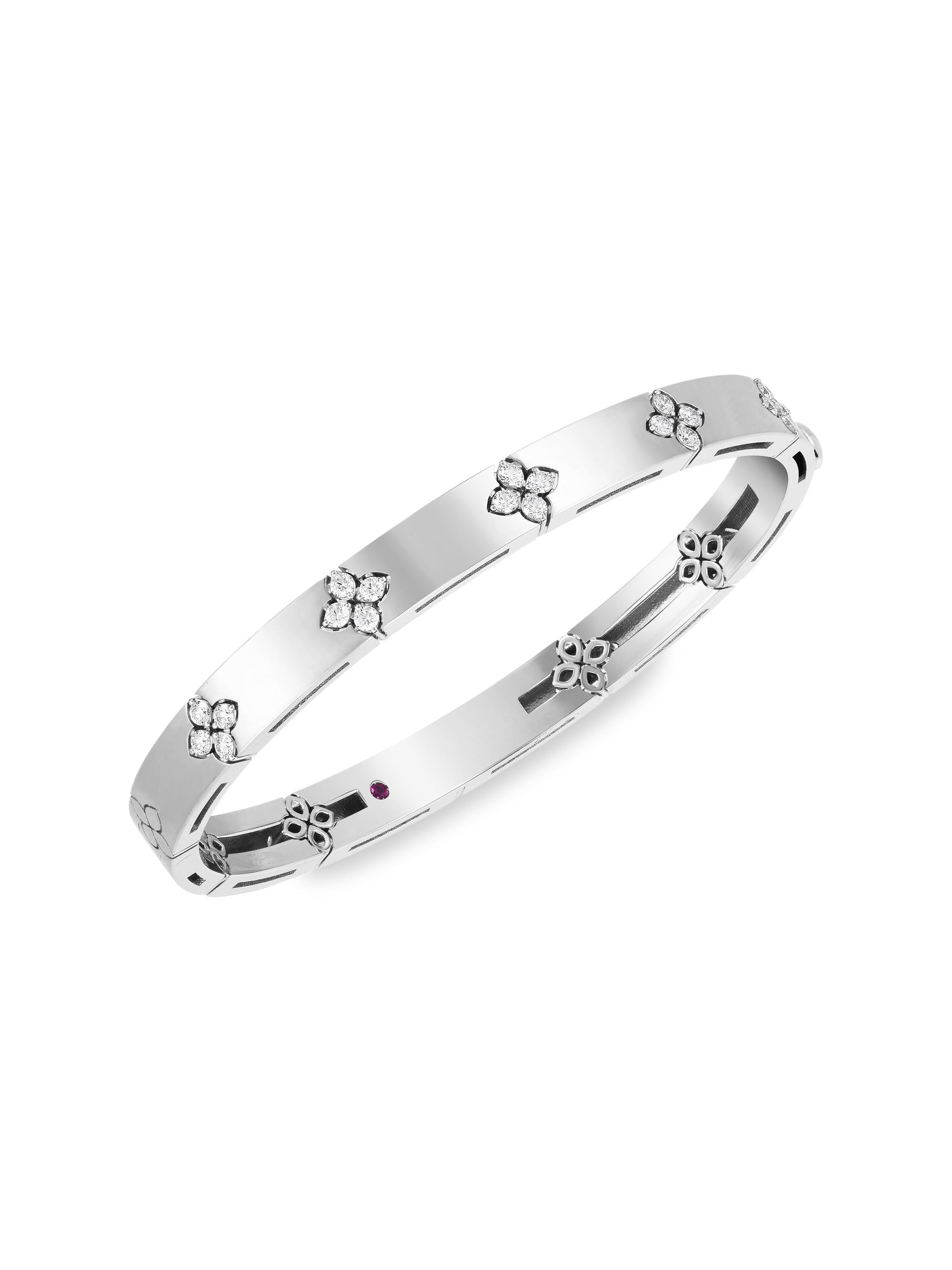 Roberto Coin Women's Verona 18K White Gold & Diamond Hinged Bangle Bracelet - White Gold