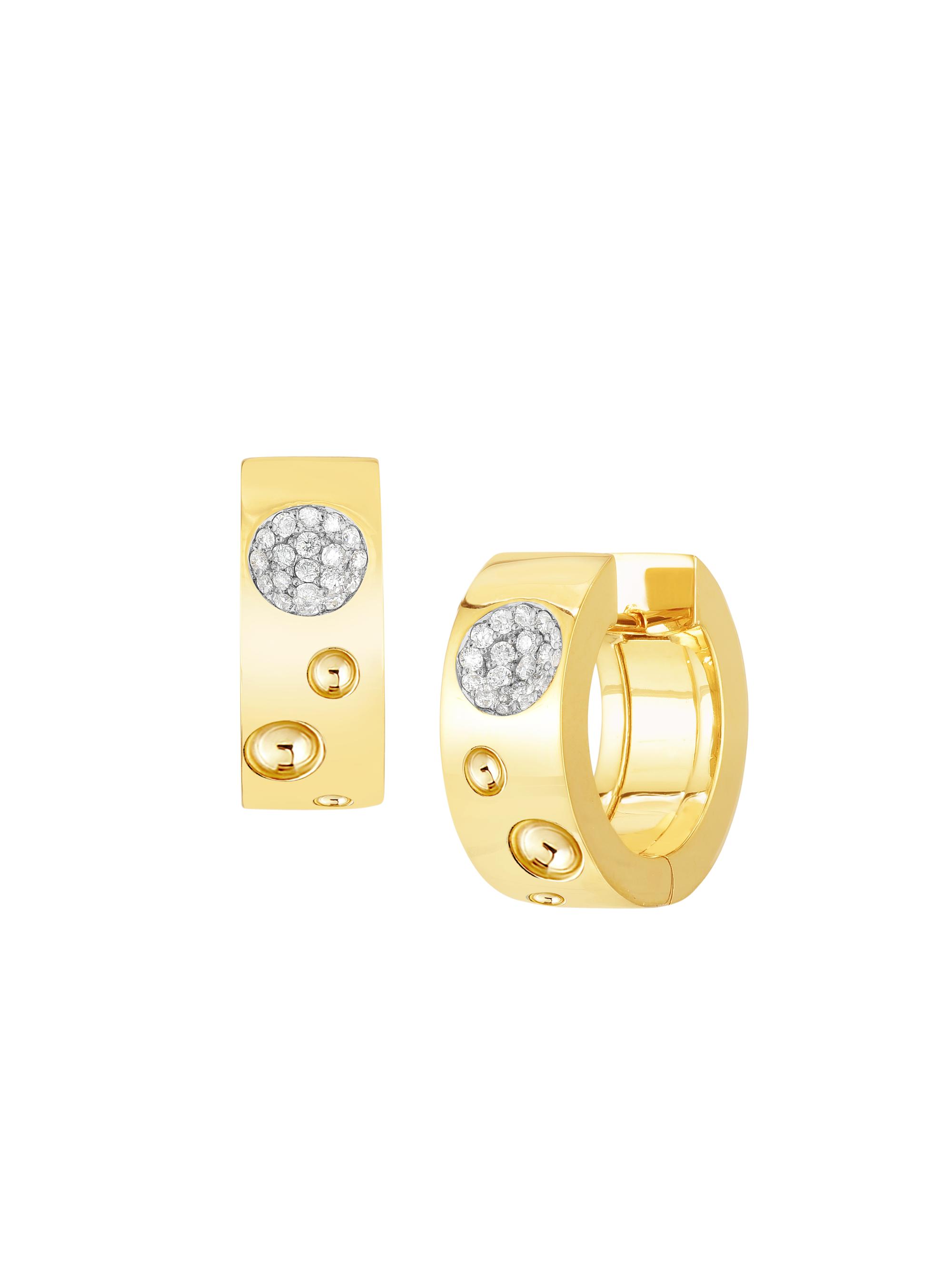 Roberto Coin Women's Pois Moi Luna 18K Yellow Gold & Diamond  Hoop Earrings - Yellow Gold