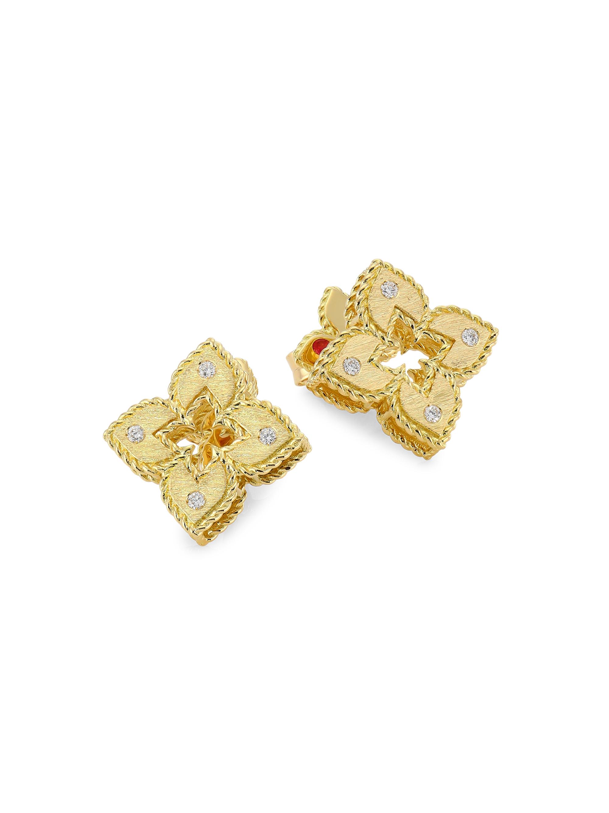 Roberto Coin Women's Petite Venetian 18K Yellow Gold & Diamond Stud Earrings - Yellow Gold
