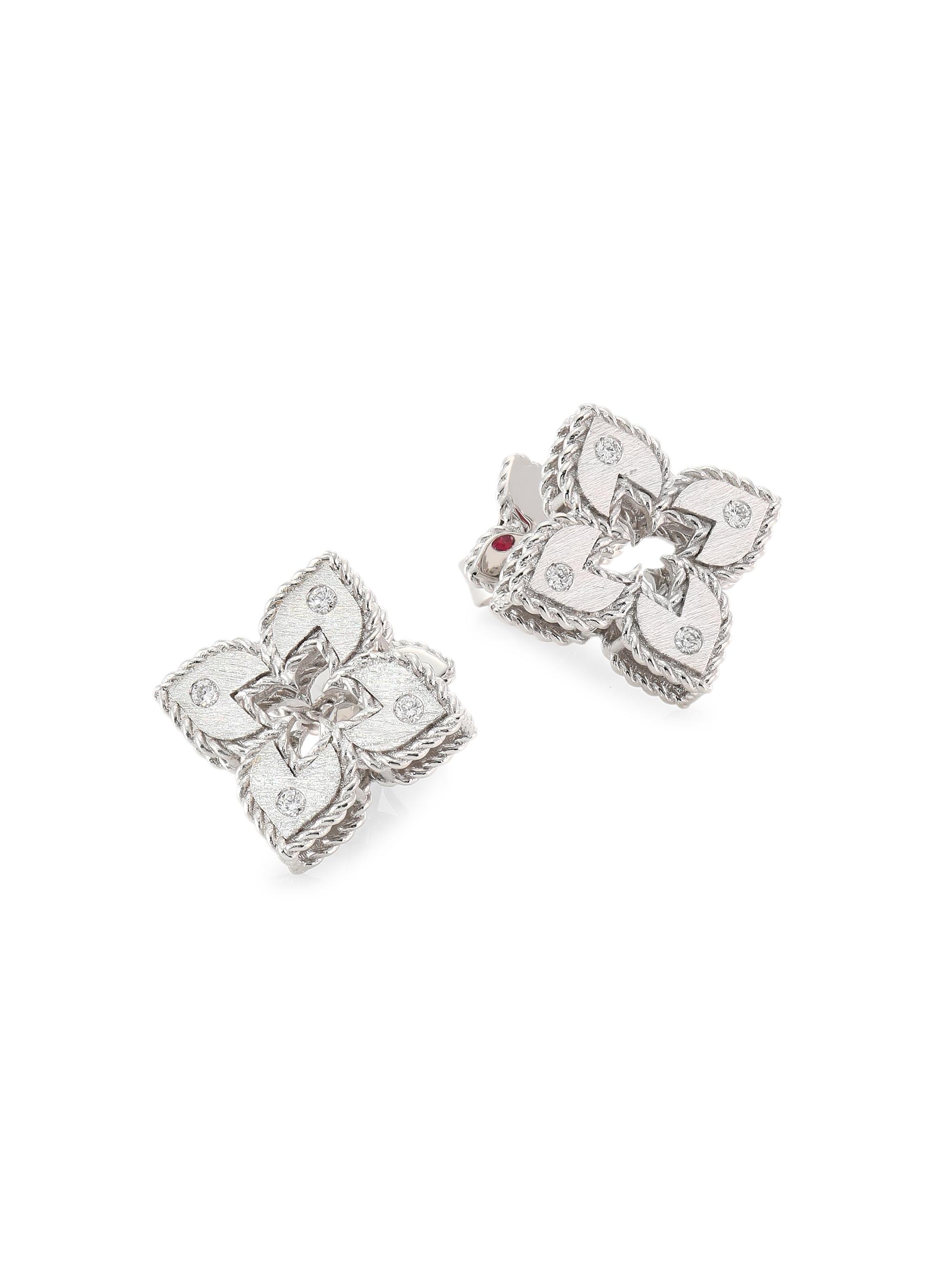 Roberto Coin Women's Petite Venetian 18K White Gold & Diamond Stud Earrings - White Gold